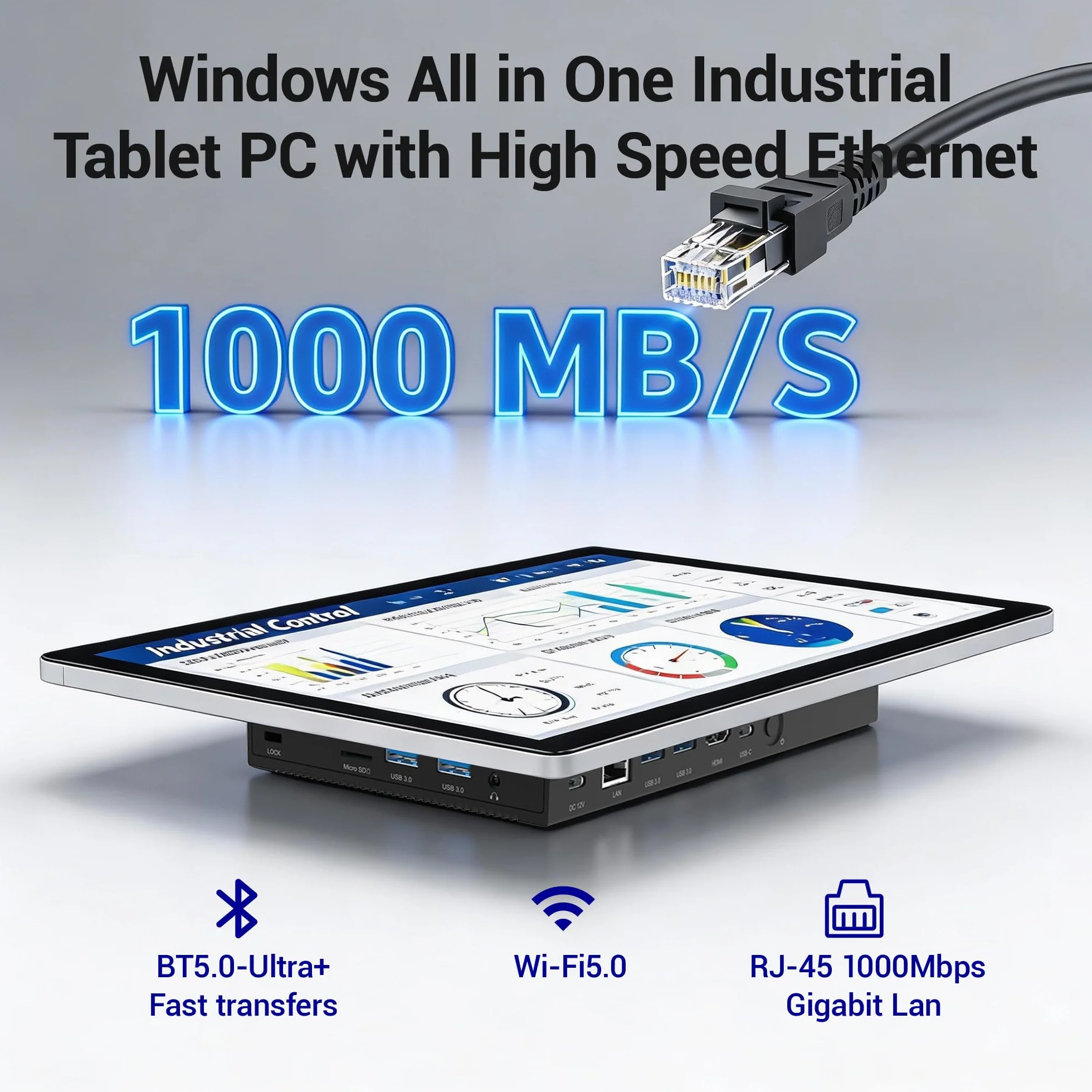 Tablet Panel Computer All in One 13,3 Zoll-HEIGAOLAPC Industrie Touch Panel PC Win11, N5100, Embedded Mini PC mit Touchscreen, 8GB Ram 128GB Rom 1920*1080 IPS, USB3.0*4, RS232, LAN, HDMI, Type-C 3,1