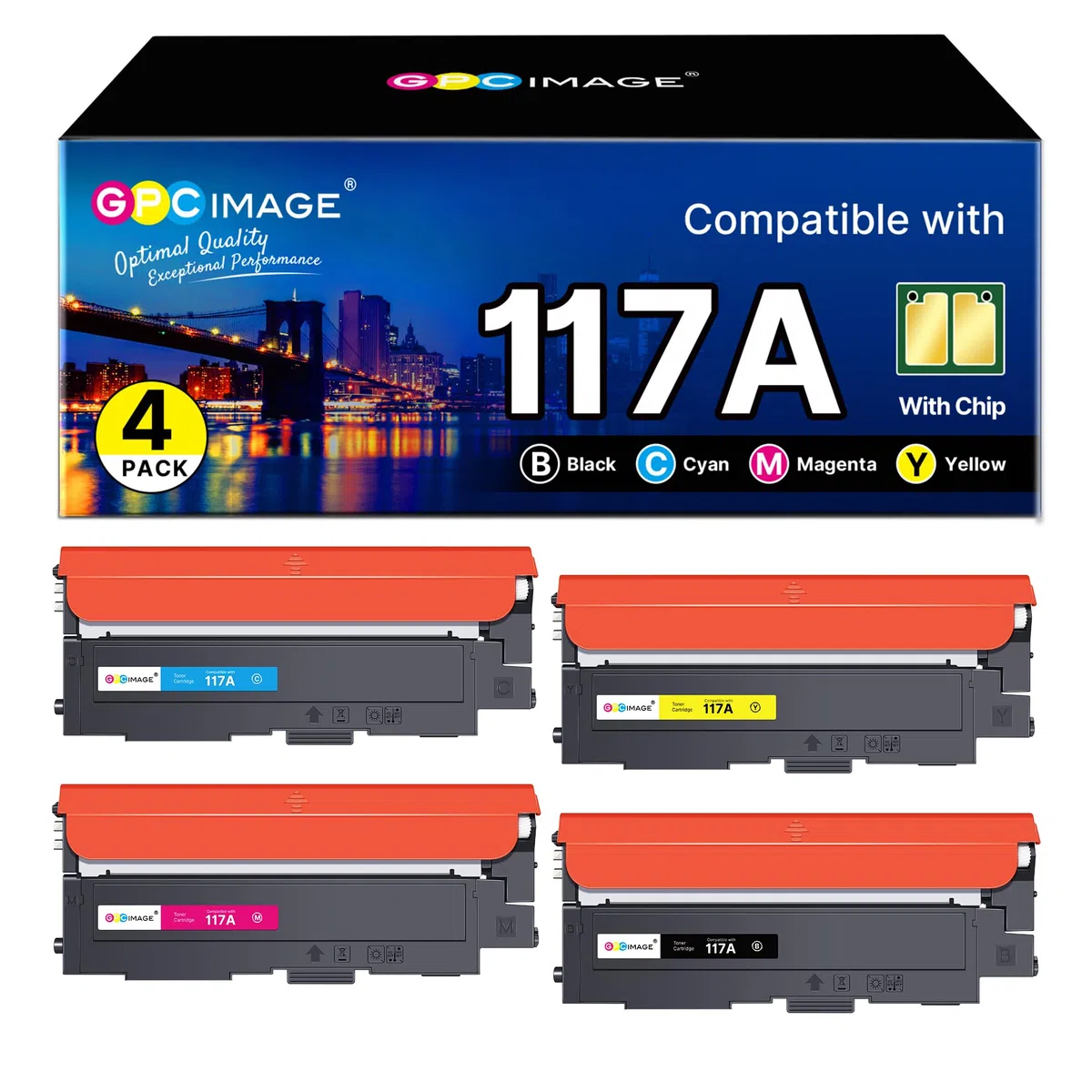 GPC IMAGE 117A Kompatibel für HP 117A Toner Set für Toner HP Color Laser MFP 178nwg MFP 179fwg 179fnw 178nw 150nw 150w 150a 178 179 W2070A W2071A W2072A W2073A (4er-Pack)