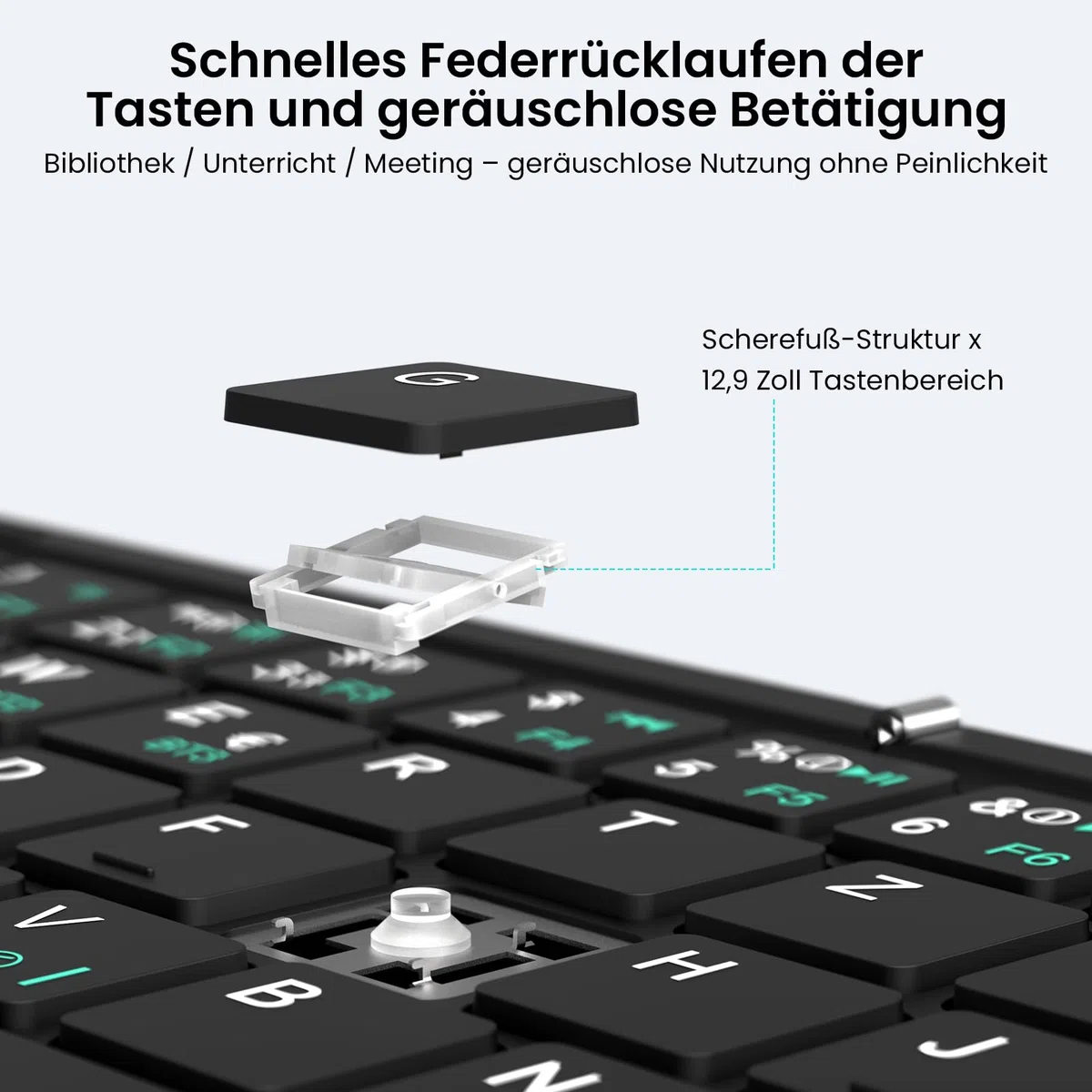 Nillkin Faltbare Bluetooth Tastatur mit Touchpad, Wiederaufladbare QWERTZ-Klapptastatur mit Ziffernblock, Tragbare Mini-Tastatur für iPad, iOS, Android und Windows Laptop & Tablet, Leder-Schwarz