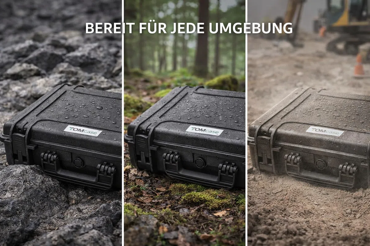 TOMcase Laptop Koffer 14-18 Zoll IP67 - Wasserdichter Hartschalenkoffer für Notebook, MacBook & Zubehör – Stoßfester Outdoor Transportkoffer mit Schaumstoffeinlage - Staubdicht - Made in Germany