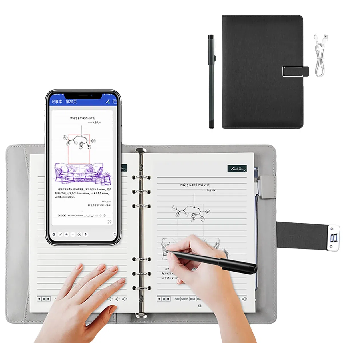 Intelligenter digitaler Stift, Echtzeit-Synchronisation, Schreiben auf Papier, Synchronisation mit Telefon, mobile Sprache-zu-Text-Synchronisation, handgeschriebene Notizen, Handschrift