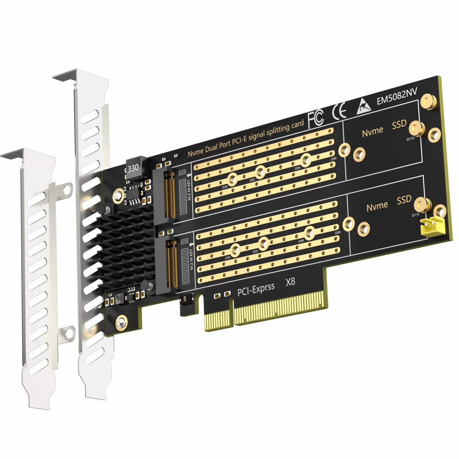 GLOTRENDS PA21 Dual M.2 NVMe zu PCIe 4.0 X8 Adapter ohne PCIe-Verzweigung, Einrichtung von Soft M.2 NVMe RAID über Betriebssystem-Tool (unterstützt die Größen 22110/2280)