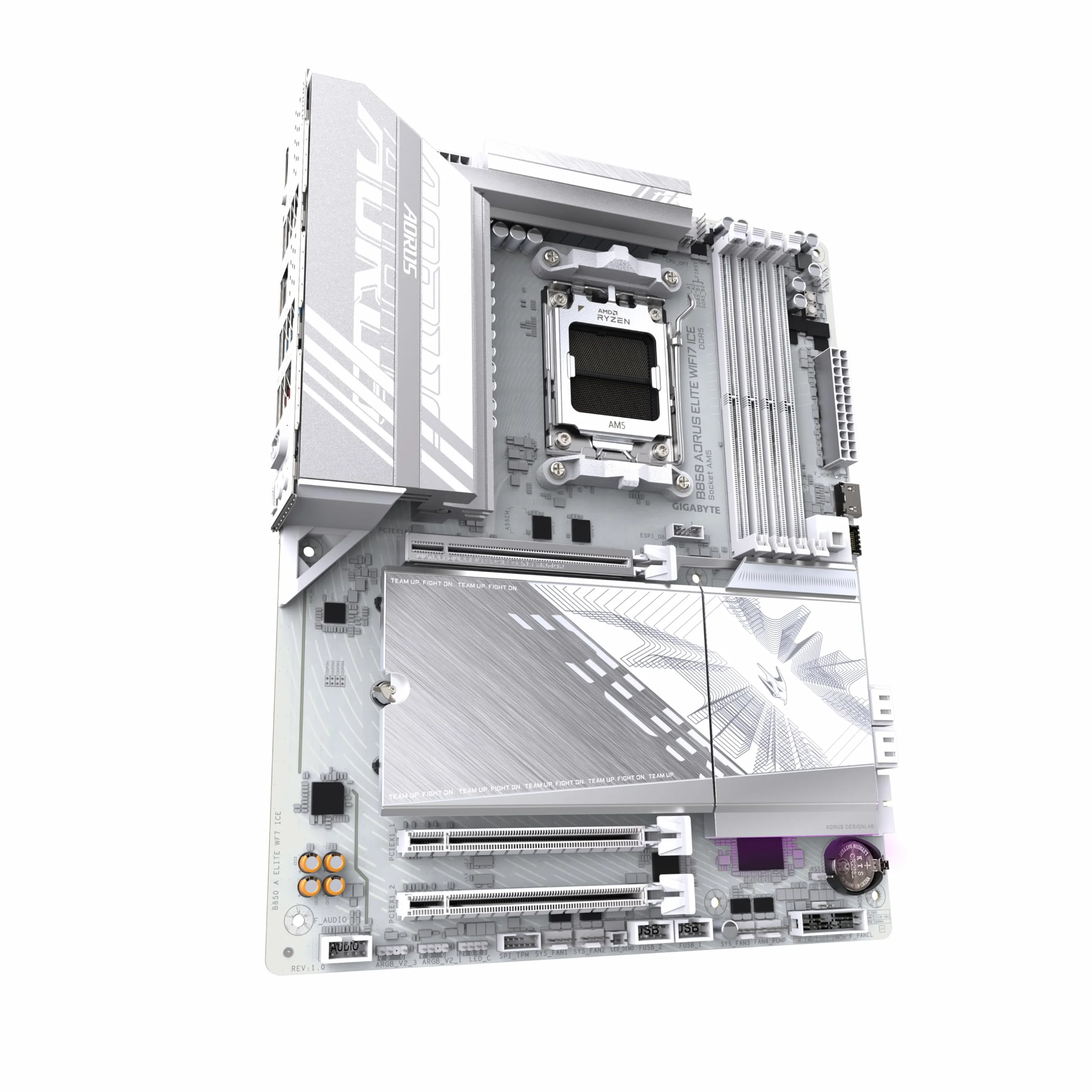 GIGABYTE B850 AORUS Elite WIFI7 Ice Motherboard - AMD Ryzen 9000 Serie CPUs, 14+2+2 Phasen digitales VRM, bis zu 8200MHz DDR5 (OC), 1xPCIe 5.0 + 2xPCIe 4.0 M.2, 2,5 LAN, WiFi 7, USB 3.2 Gen 2x2