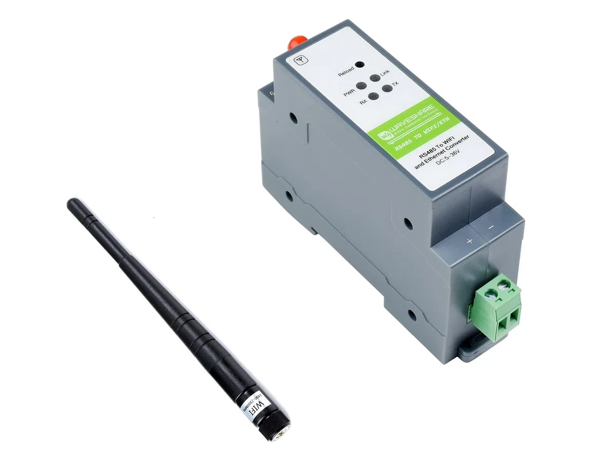 Waveshare RS485 to WiFi/Ethernet Converter Module Rail-Mount Serial Server Modbus MQTT Gateway 300~460800 BPS
