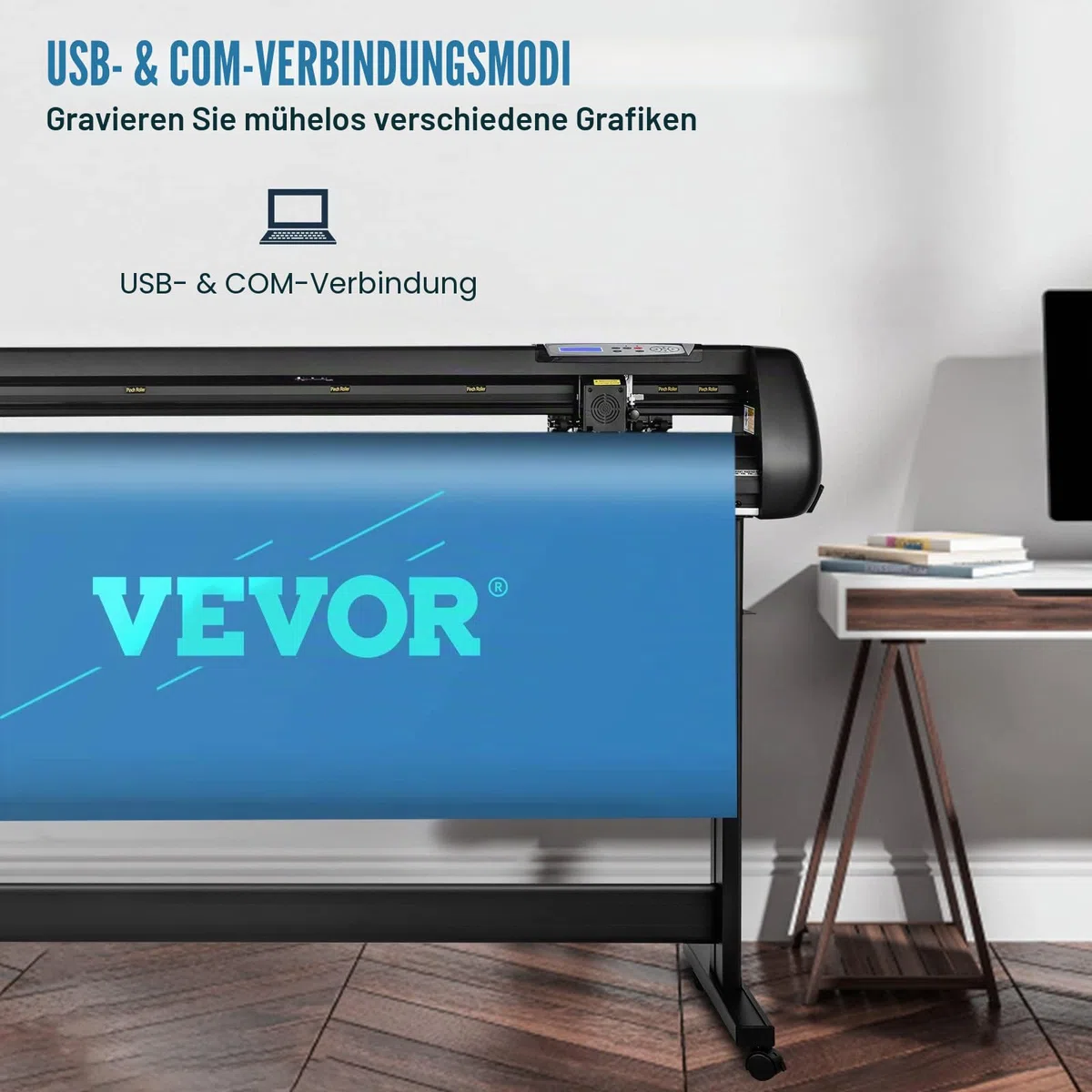 VEVOR Schneidegerät 135 cml Vinyl Cutter Halbautomatische DIY Vinyl Drucker Schneidemaschine Manuelle Positionierung Zeichen schneiden mit Bodenständer Signmaster Software