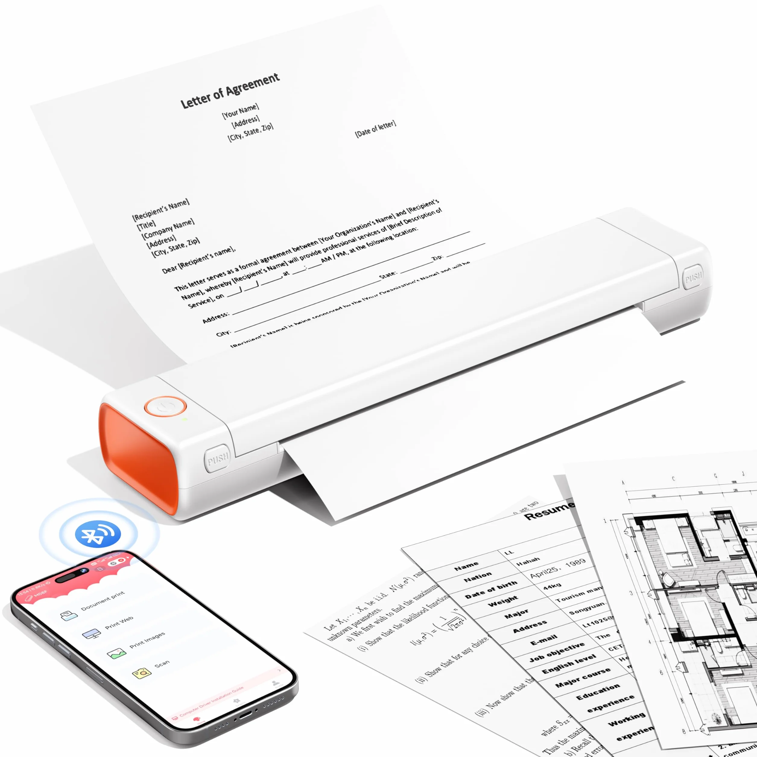 Phomemo M08F Mobiler Drucker, Thermodrucker Reisedrucker Unterstützt A4 Thermopapier, Mobiler Drucker A4 für Unterwegs Kompatibel mit Smartphone & PC