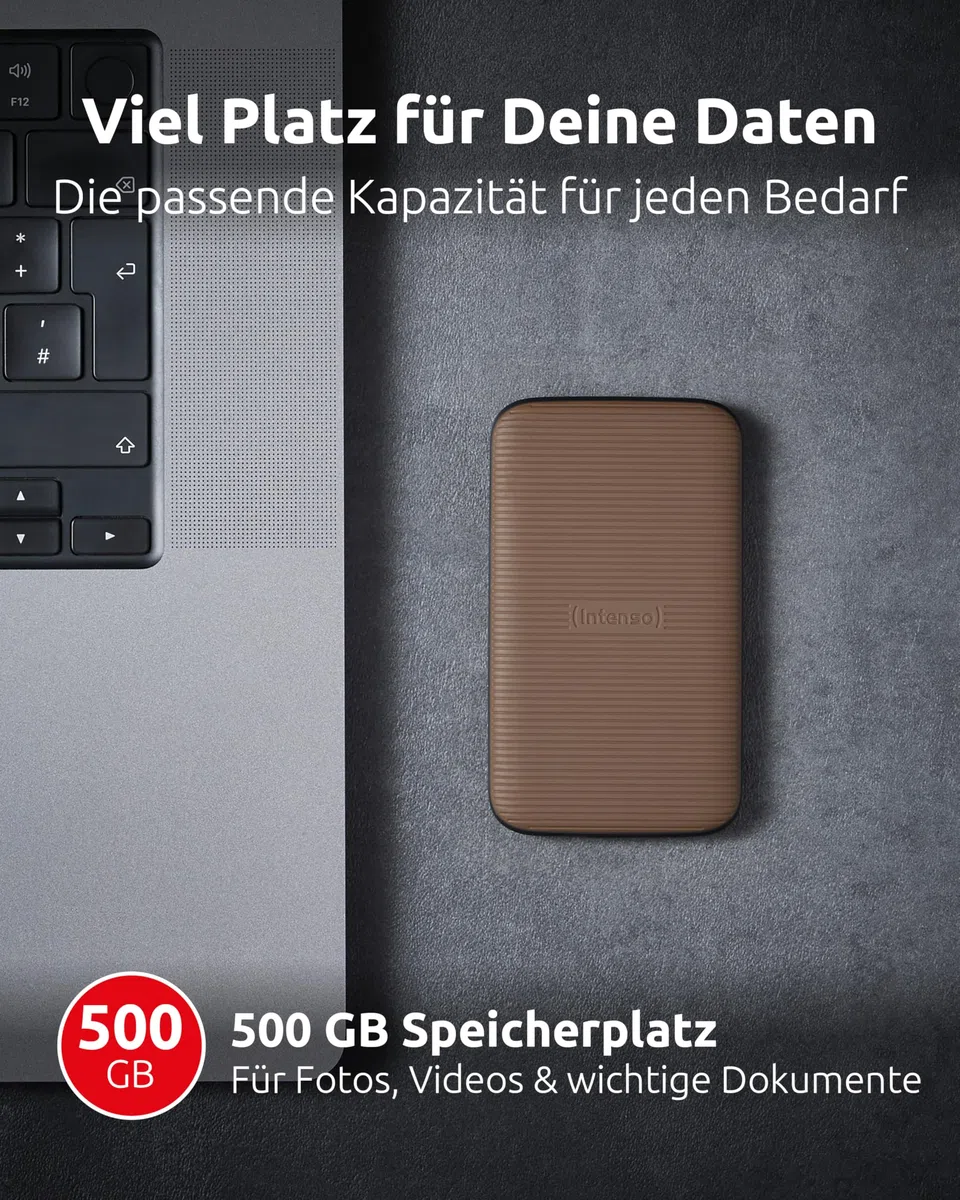 Intenso TX500 Externe SSD 500 GB - USB 3.2 Gen 2x1, bis zu 1000 MB/s, Portable Solid State Drive Festplatte mit USB-C, Kompakter Speicher kompatibel mit Windows, macOS, Android