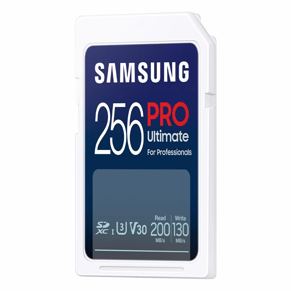 Samsung PRO Ultimate SD-Karte, 256 GB, UHS-I U3, Full HD & 4K UHD, 200 MB/s Lesen, 130 MB/s Schreiben, Speicherkarte für Kamera, PC, Drohne oder Action-Cam, Inkl. USB-Kartenleser, MB-SY256SB/WW