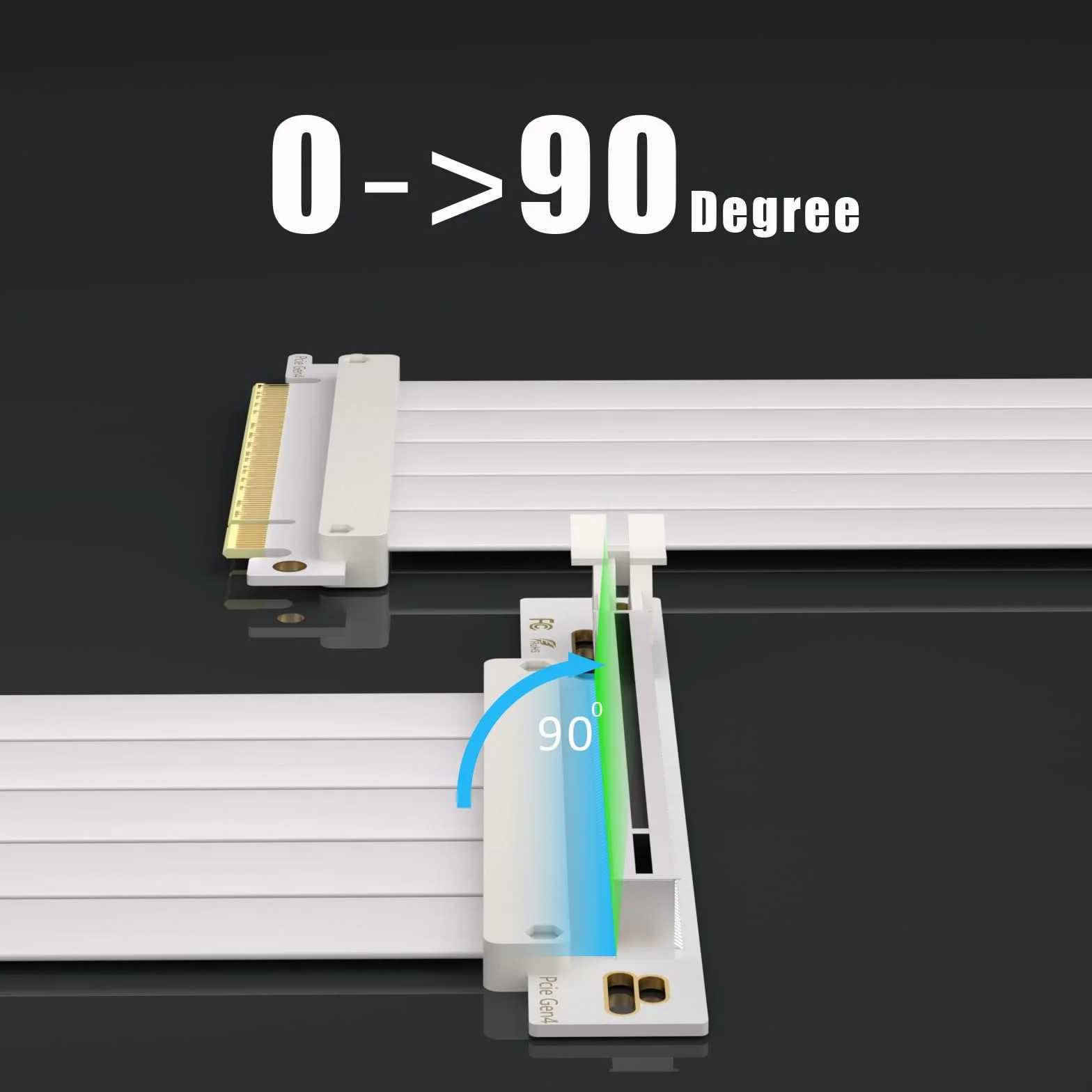 GLOTRENDS 300 mm PCIe 4.0 X16 Riser-Kabel in Weiß für PCIe 4.0/3.0-GPUs, wie z. B. GeForce RTX 40/30-Serie und AMD Radeon RX7000/RX6000-Serie usw.