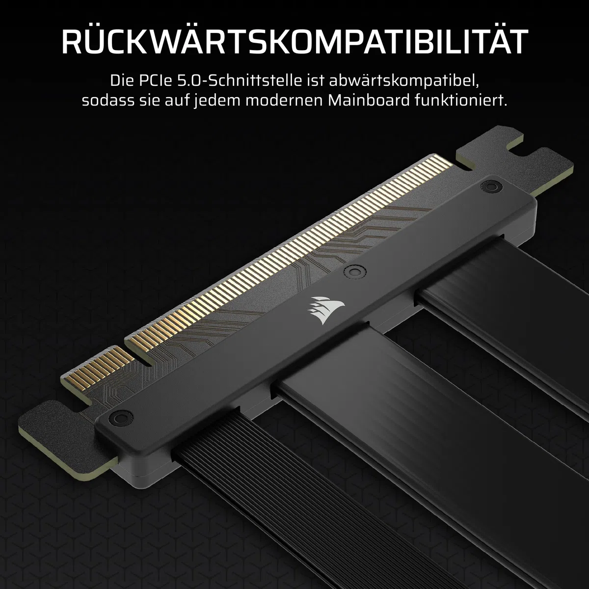 Corsair Premium PCIe 5.0 x16 175mm Riser-Kabel – Schwarz | Ultraflexibles, Langlebig