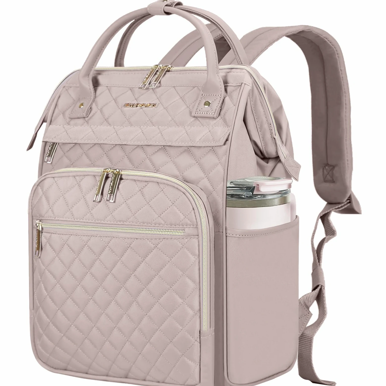 EMPSIGN Laptop Rucksack Damen 17.3 Zoll, Wasserfest Mädchen, Elegante Arbeitstasche Lehrertasche, Reiserucksack Tagesrucksack für Uni Büro Reise, Rosa