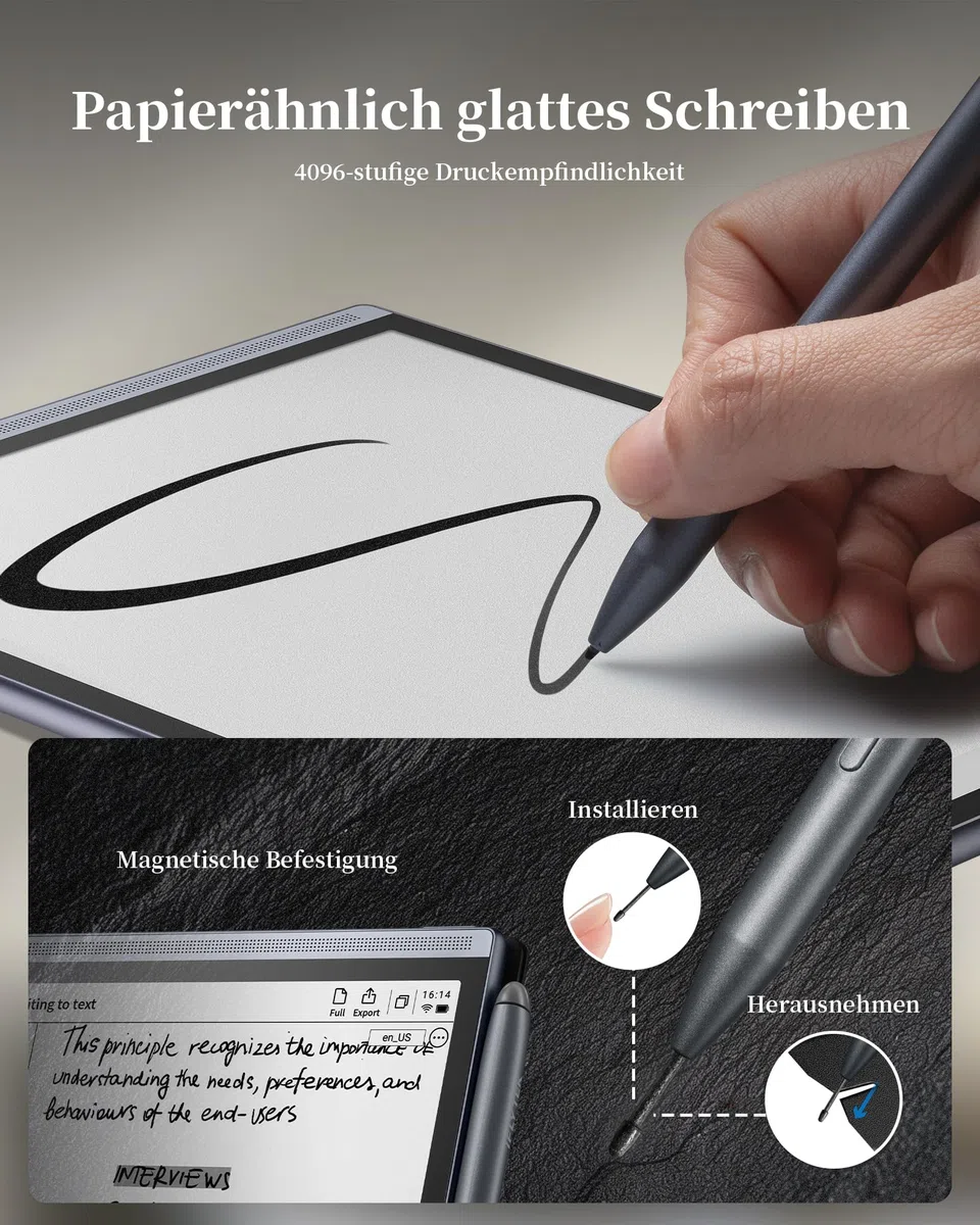 AINOTE Air 2 Hülle 20,8 cm 8,2 Zoll AI-Notizbuch-Tablet 24 Stufen Licht Stift Sprach-zu-Text Transkription mehrsprachig
