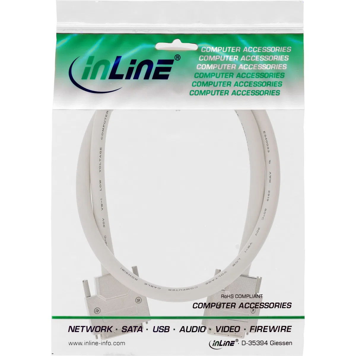 InLine® SCSI U320 Kabel, 68pol micro Centronics (VHD) Stecker/Stecker, 3m