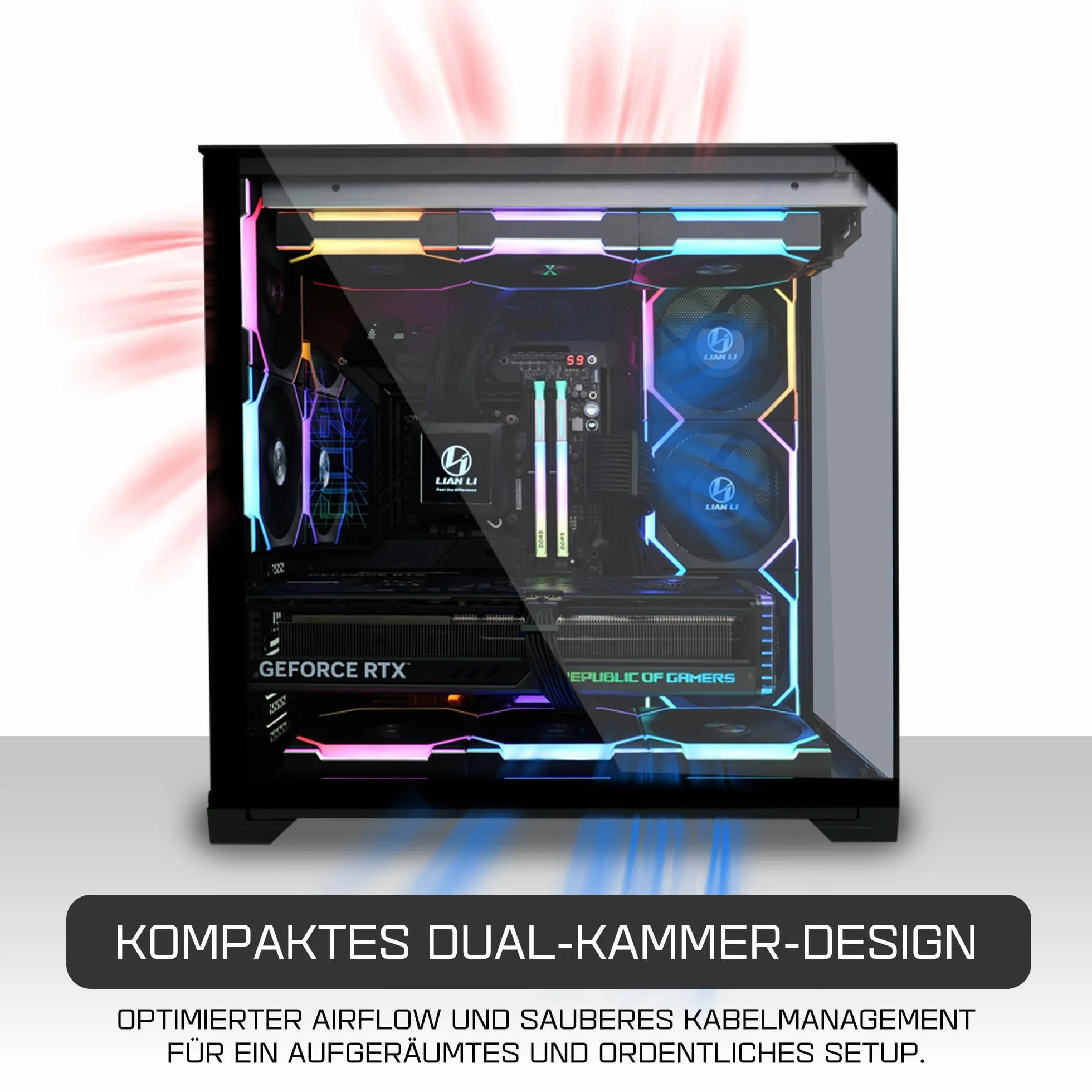 Lian Li O11 Vision Compact Gaming PC Gehäuse ATX Schwarz - Midi Tower PC Gehäuse mit Tempered Glass, Grafikkarten bis 408 mm, bis zu 360 mm Radiatoren, Black PC Case Stahl, Aluminium, Gehärtetes Glas