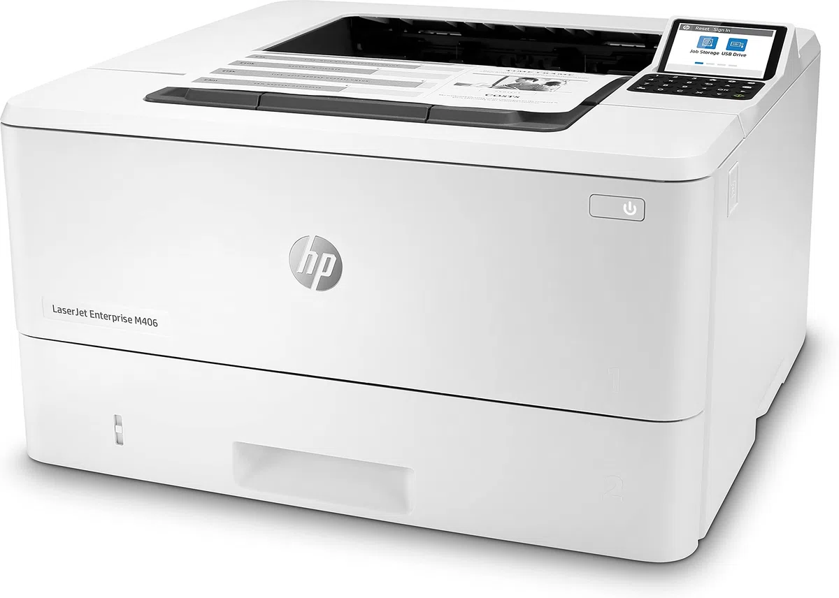 HP LaserJet Enterprise M406dn Laserdrucker (Drucker, LAN, Duplex, 350-Blatt Papierfach) weiß