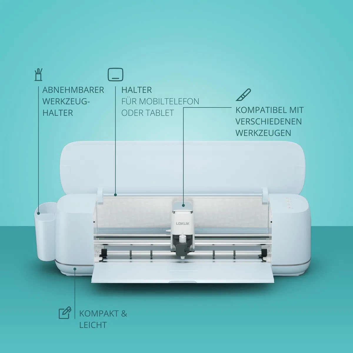 LOKLiK iCraft Plotter Maschine – Schneidemaschine zum Personalisieren von Textilien, Tassen, Taschen, Aufklebern und Dekorationen. Kompatibel mit Flexfolie, Papier, Leder, Karton und mehr. (Blau)