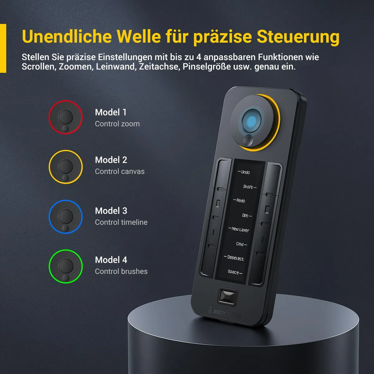 Xencelabs Quick Keys für Grafiktablett Zeichentablets Fernbedienung mit OLED-Display Programmierbares Tastaturfeld Anpassbare Shortcut-Tasten programmierbare Tastatur für Grafiktablets PC Laptop