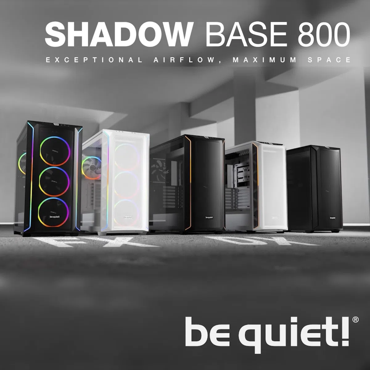 be quiet! Shadow Base 800 PC-Gehäuse, Pure Wings 3 140mm PWM-Lüfter, USB 3.2 Gen. 2 Type C, maximaler Airflow, Open-Mesh-Design, E-ATX Mainboard, 420mm Radiatoren, Seitenfenster aus Temperglas