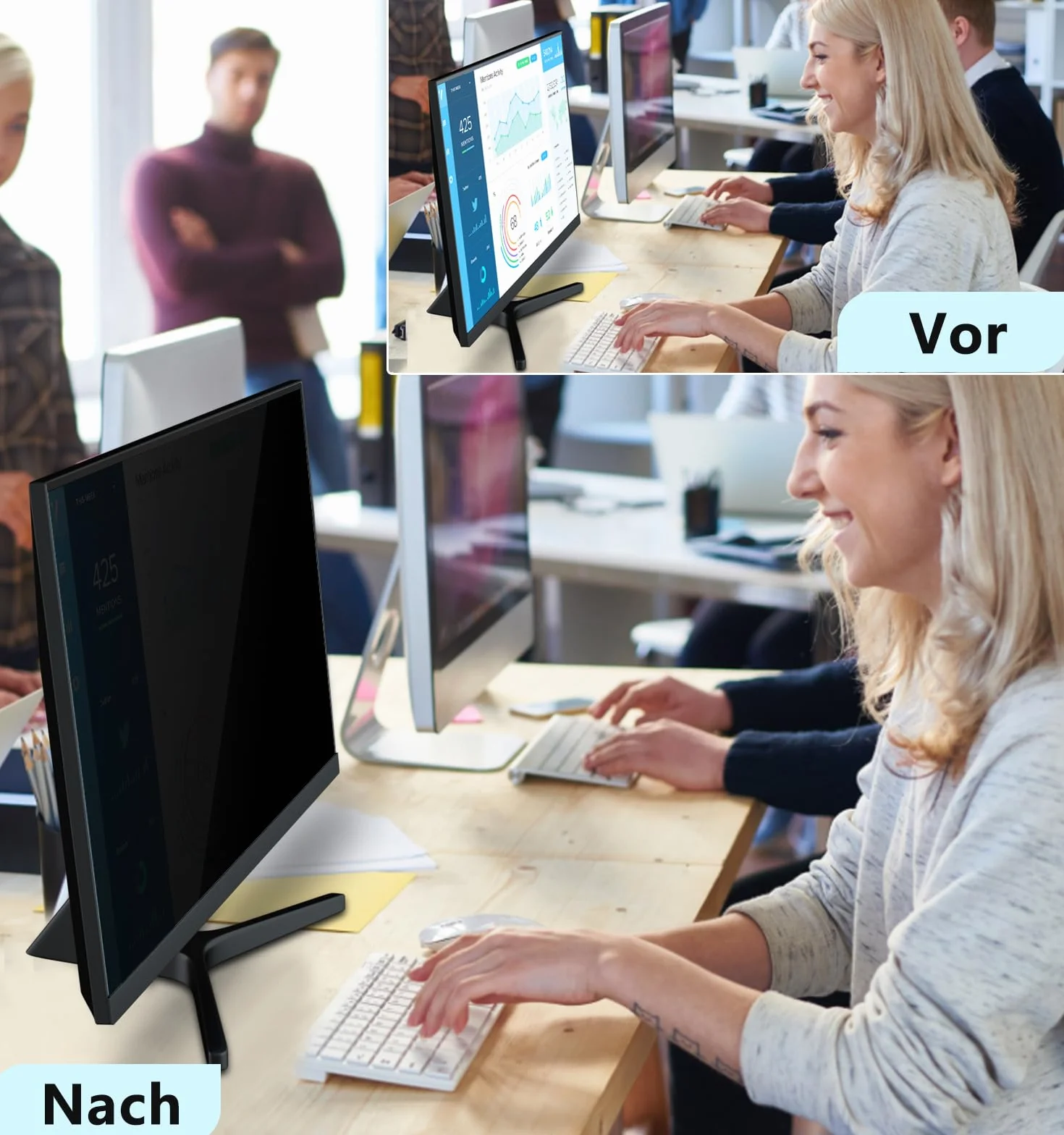 PYS 2 Stück Blickschutzfolie Monitor 27 Zoll Sichtschutz für Monitor 16:9 Seitenverhältnis, Anti-Blaulicht Blendfrei Abnehmbare 27" Bildschirm Sichtschutzfolie Blickschutzfilter Sichtschutzfilter