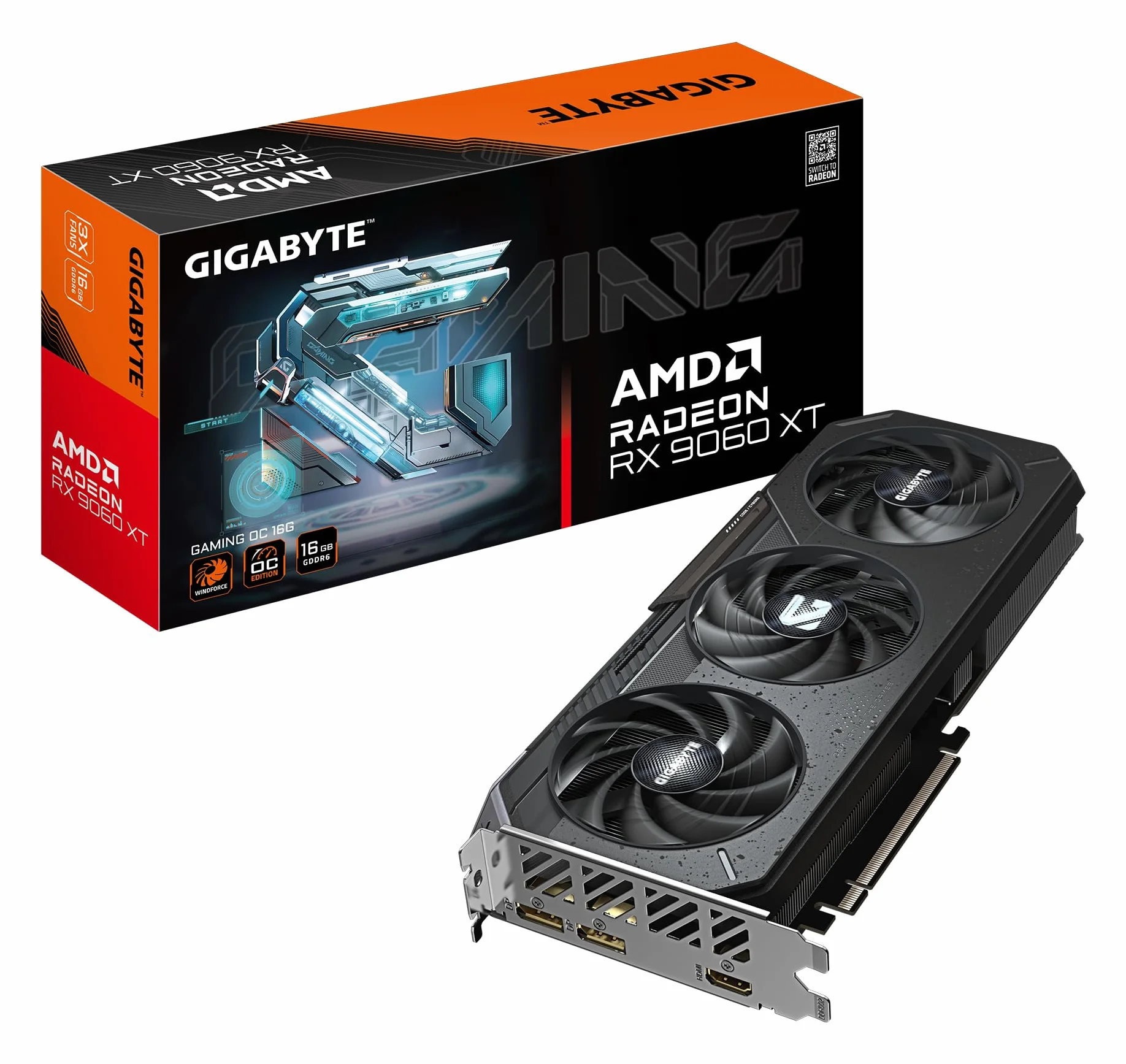 Gigabyte Radeon RX 9060 XT Gaming OC 16G Grafikkarte - 16GB GDDR6, 128bit, PCI-E 5.0, 3320 MHz Kerntakt, 2 x DisplayPort, 1 x HDMI, GV-R9060XTGAMING OC-16GD
