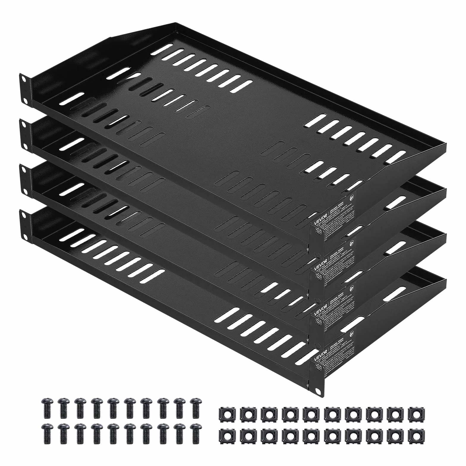 VEVOR 1U Server-Rack-Regal 4 STK. 22,68 kg belüfteter Ausleger Wandmontage 254 mm Tiefe 482 mm