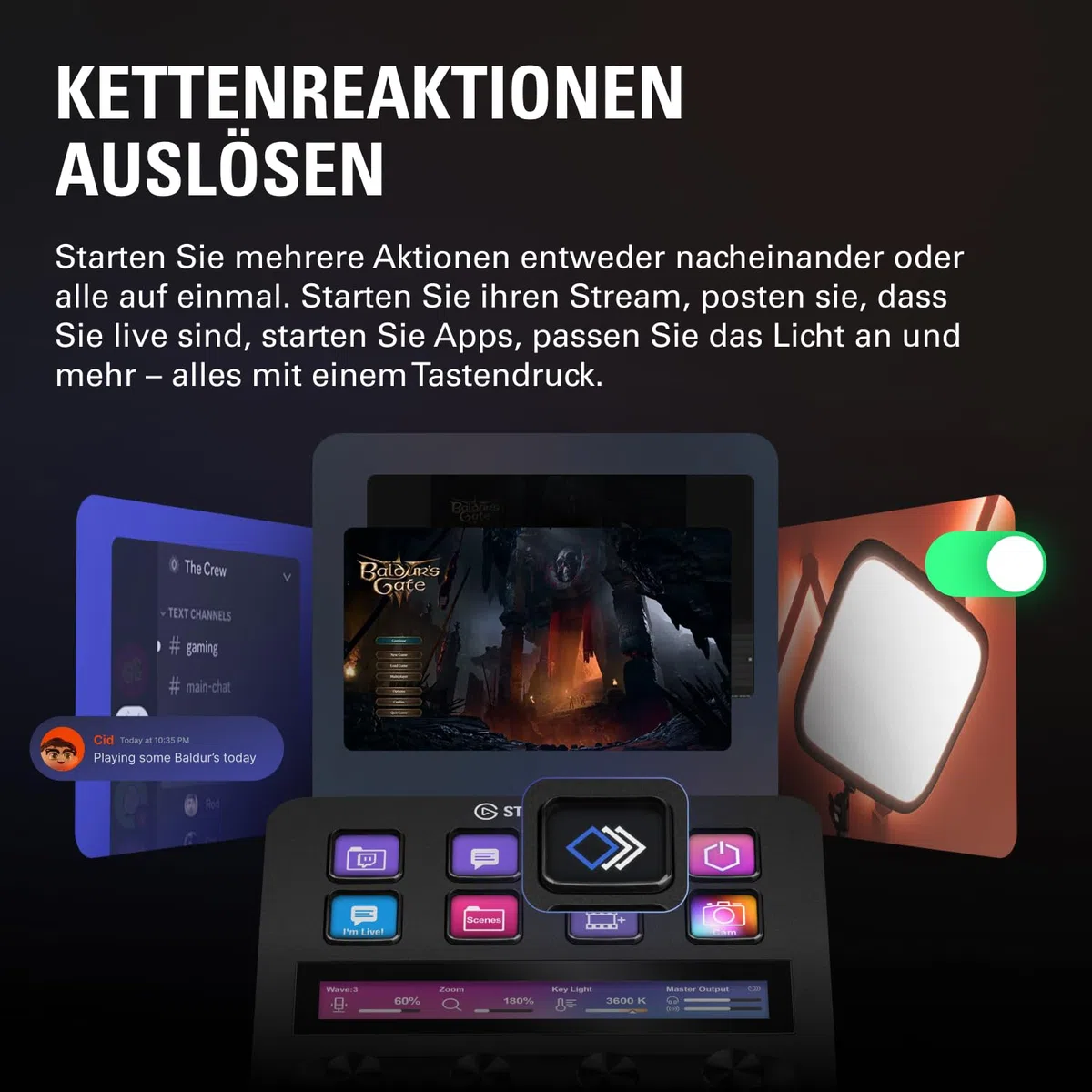 Elgato Stream Deck +, Audiomixer, Live-Produktion und Studio-Controller für Content Creators, Streaming, Gaming, mit anpassbarer Touch-Leiste, Drehreglern und LCD-Tasten, für Mac und PC