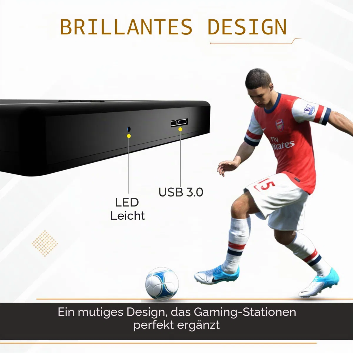 Storite SUHSAI Externe Gaming-Festplatte, tragbares USB 3.0-Laufwerk, 2,5-Zoll-Hochgeschwindigkeitsfestplatte, Backup-Laufwerk, kompatibel mit Laptop, PC, Mac, Spielekonsole (1 TB)
