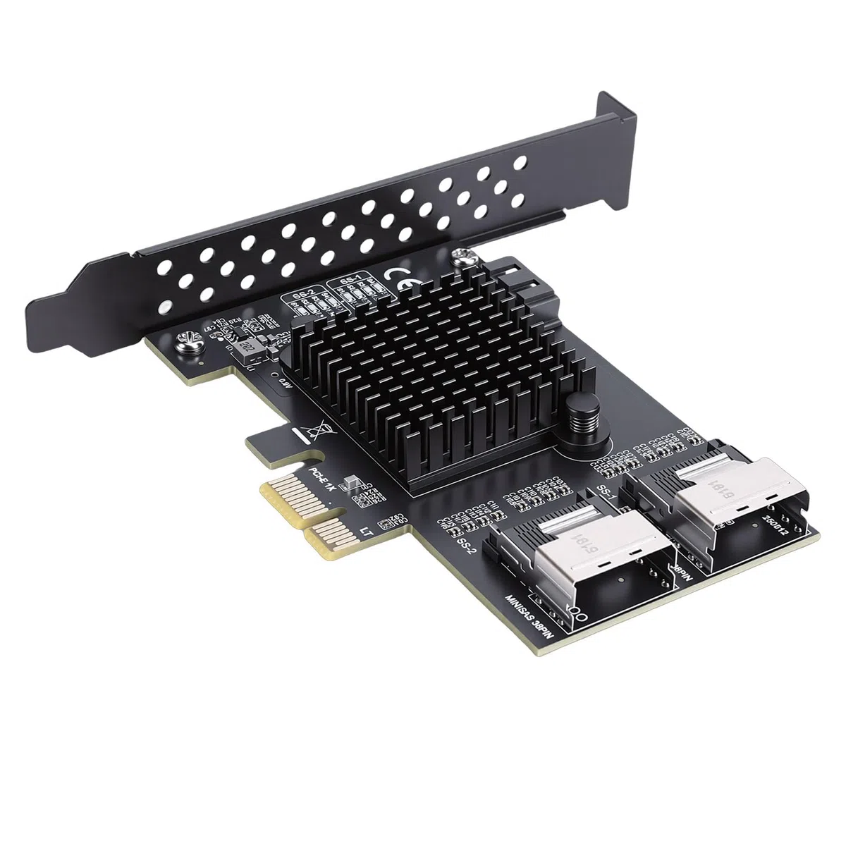 Cuifati PCIe-zu-MiniSAS-Erweiterungskarte, PCIe-zu-2-Port-SFF8087-Adapter mit RTL9101-Chip für NAS-Desktop-Server, 3.0, 6 Gbit/s, 9 Ports, Unterstützt