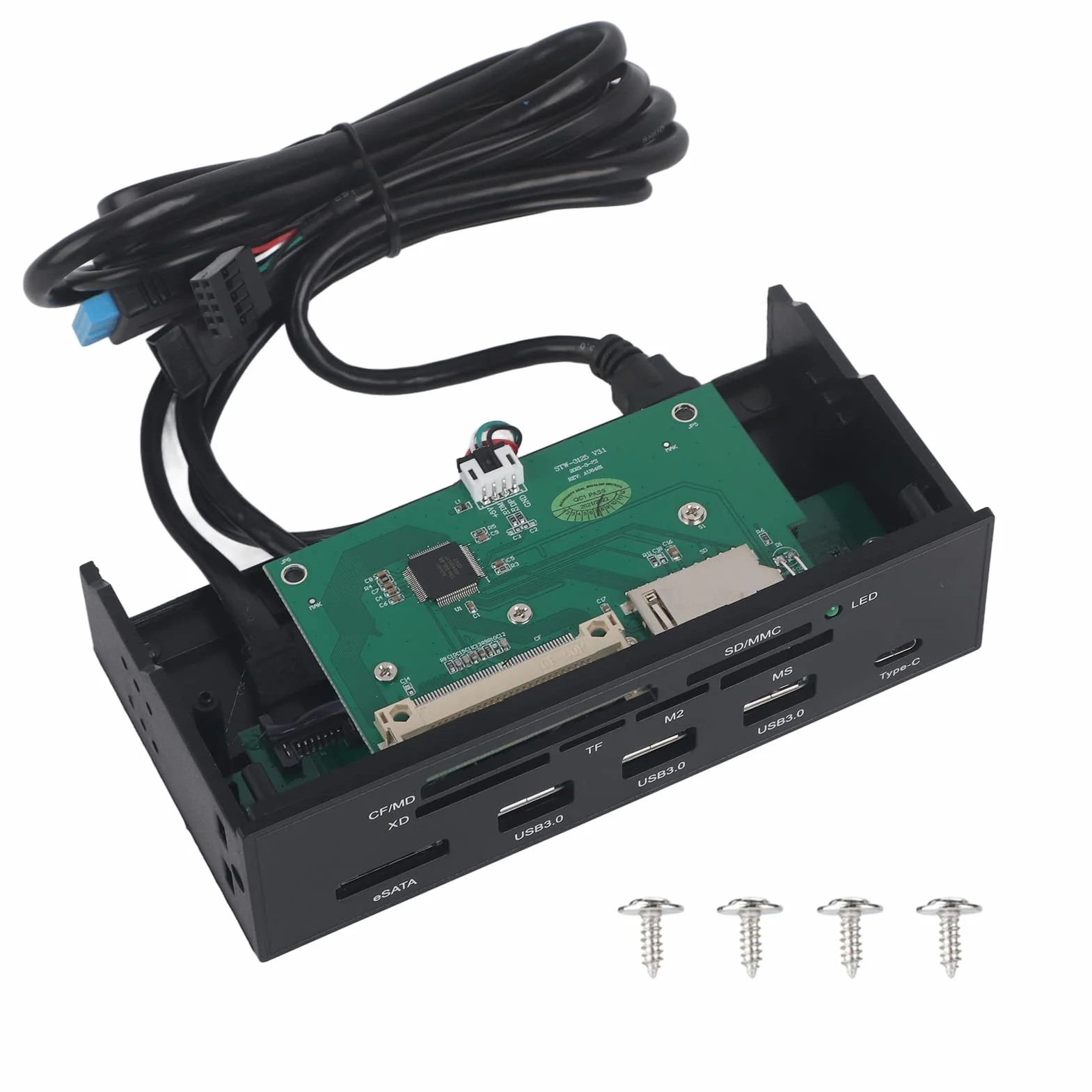 KIMISS 5,25 Zoll Multifunktionales Internes Kartenleser-Dashboard, PC-Frontplatte mit Hochgeschwindigkeits-USB 3.0-Schnittstelle.