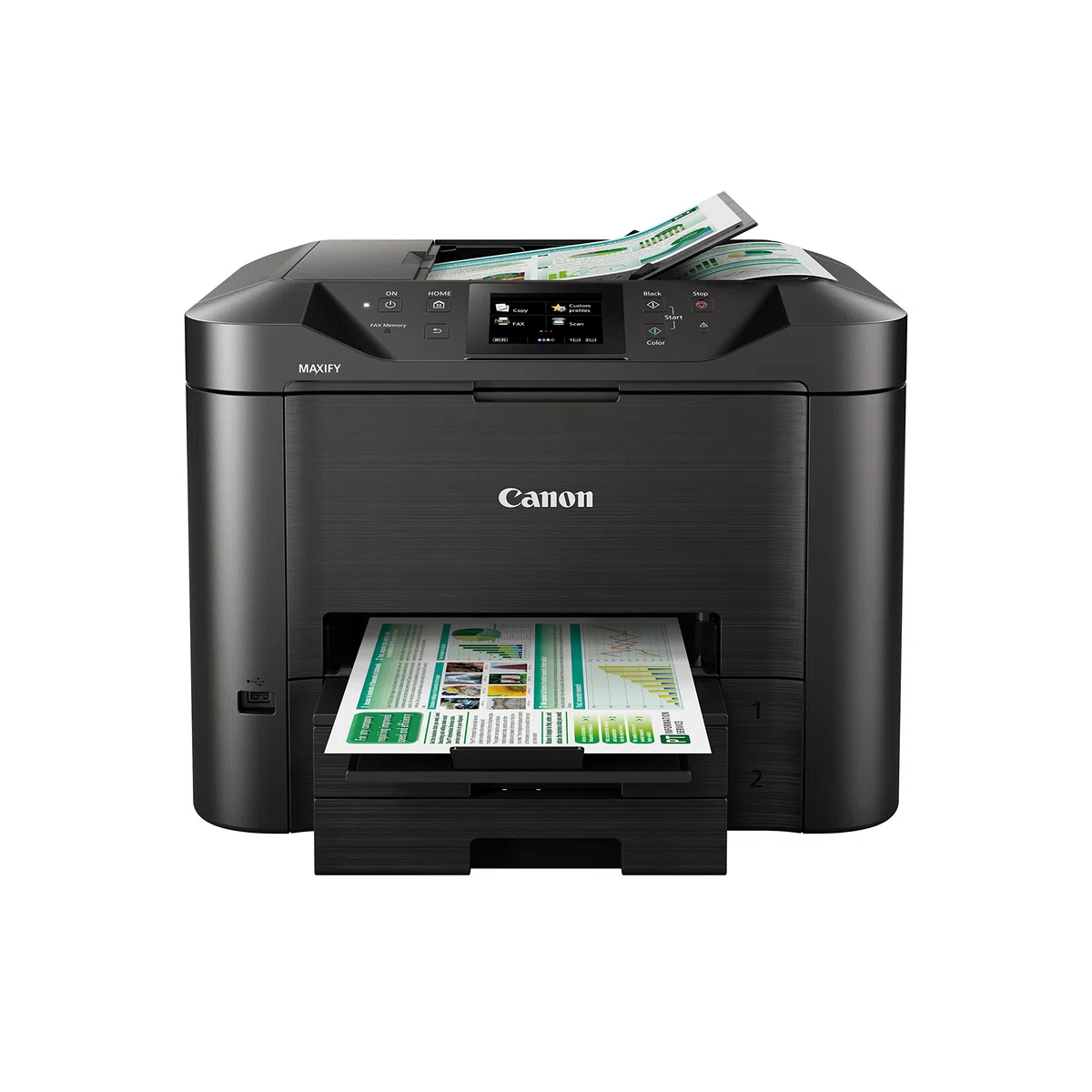 Canon Maxify MB5450 4-in-1 Farbtintenstrahl-Multifunktionsgerät (Drucken, Kopieren, Scannen und Faxen, 4 XL-Tinten, Duplex, USB, LAN/WLAN,D- ADF) schwarz