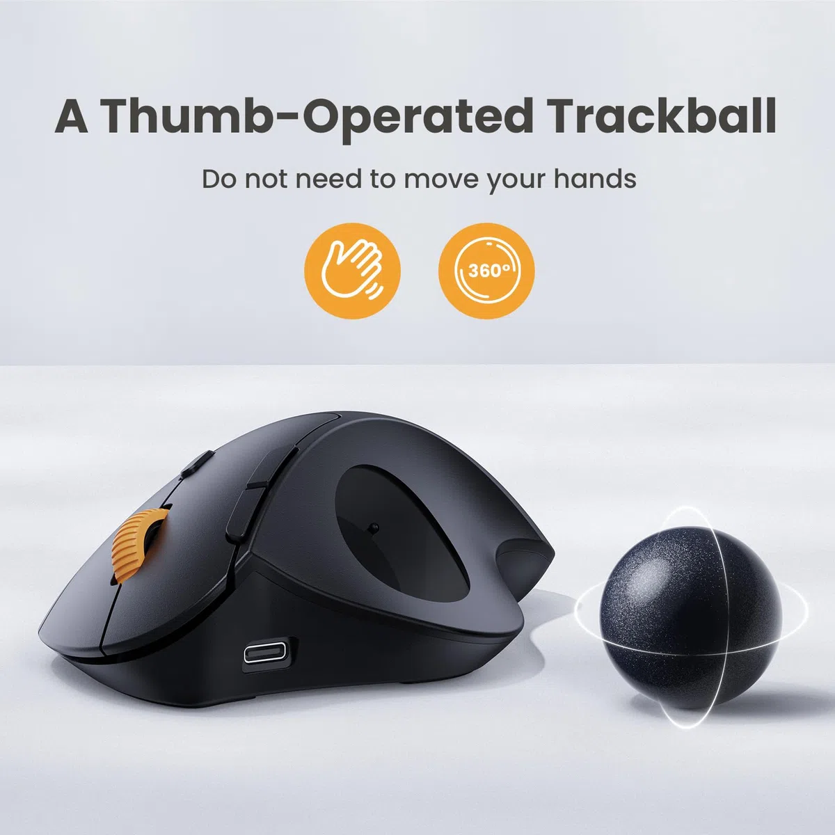 ProtoArc EM04 Kabellose Trackball Maus Bluetooth, 2.4GHz wiederaufladbare ergonomische Maus, 5 DPI einstellbar, Daumensteuerung, Multi-Geräte, für PC, iPad, Mac, Windows