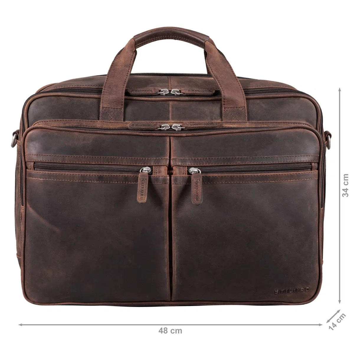 STILORD Gigantus XXL Aktentasche Leder Laptoptasche 17,3 Zoll bis 19 Zoll Sehr Große Umhängetasche Arbeitstasche Bürotasche Businesstasche Echtleder für Damen u. Herren Farbe:schwarz