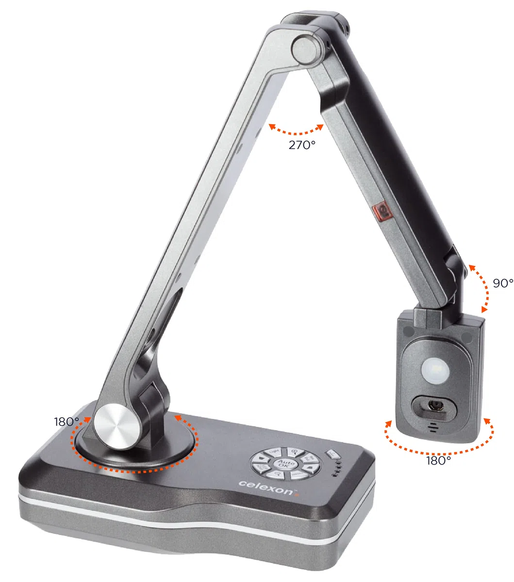 celexon Dokumentenkamera DK500 | Plug&Play in Full HD mit 5MP, 10x Zoom, OCR-Texterkennung | interaktive Präsentationen mit Mac OS & Windows per HDMI/USB/VGA | ideal für Schule, Büro & Videocalls