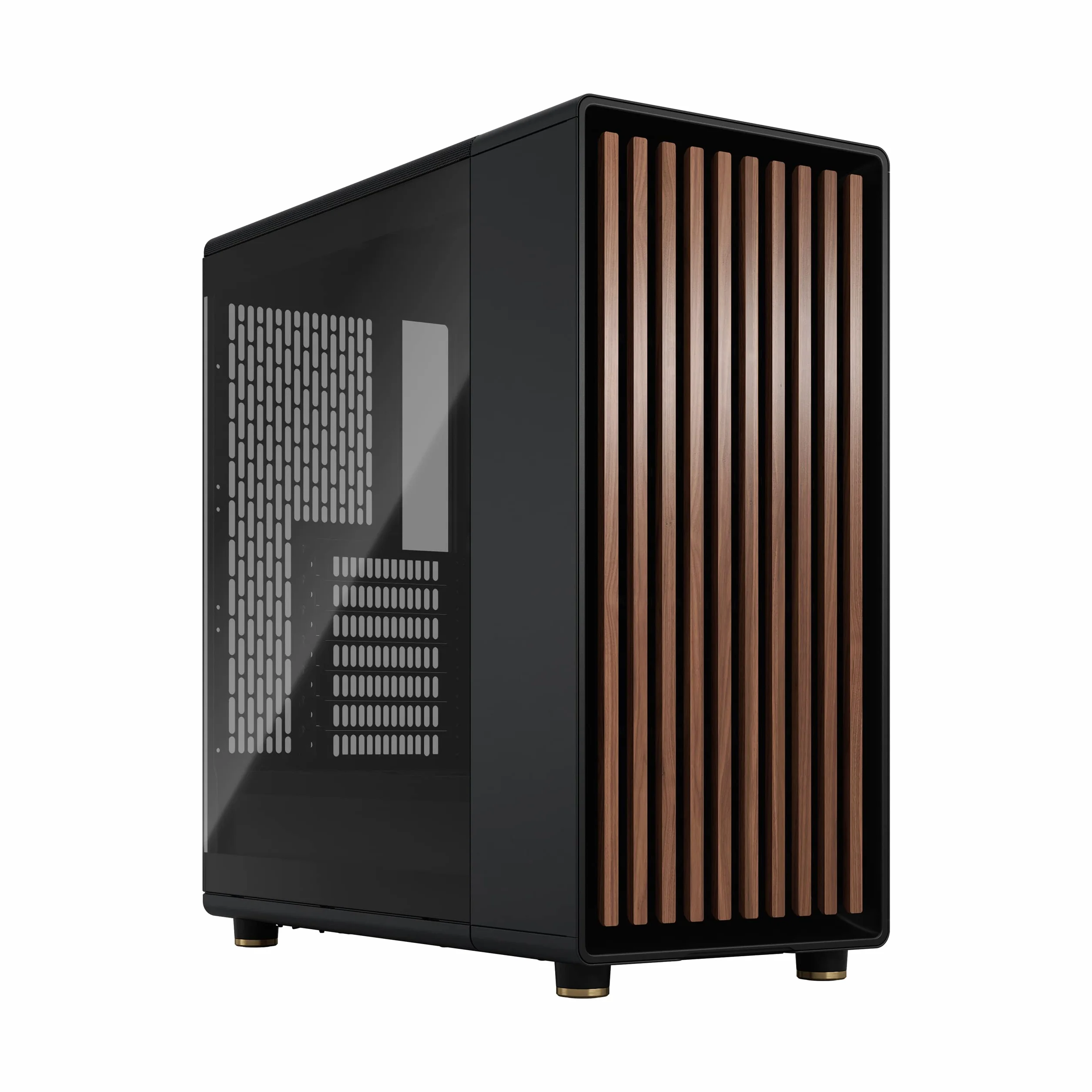 Fractal Design North ATX Mid-Tower PC-Gehäuse - Holzfront | Tempered Glass Seitenpanel, zwei 140-mm-Lüfter enthalten, USB-C, Airflow optimiert für Gaming PC