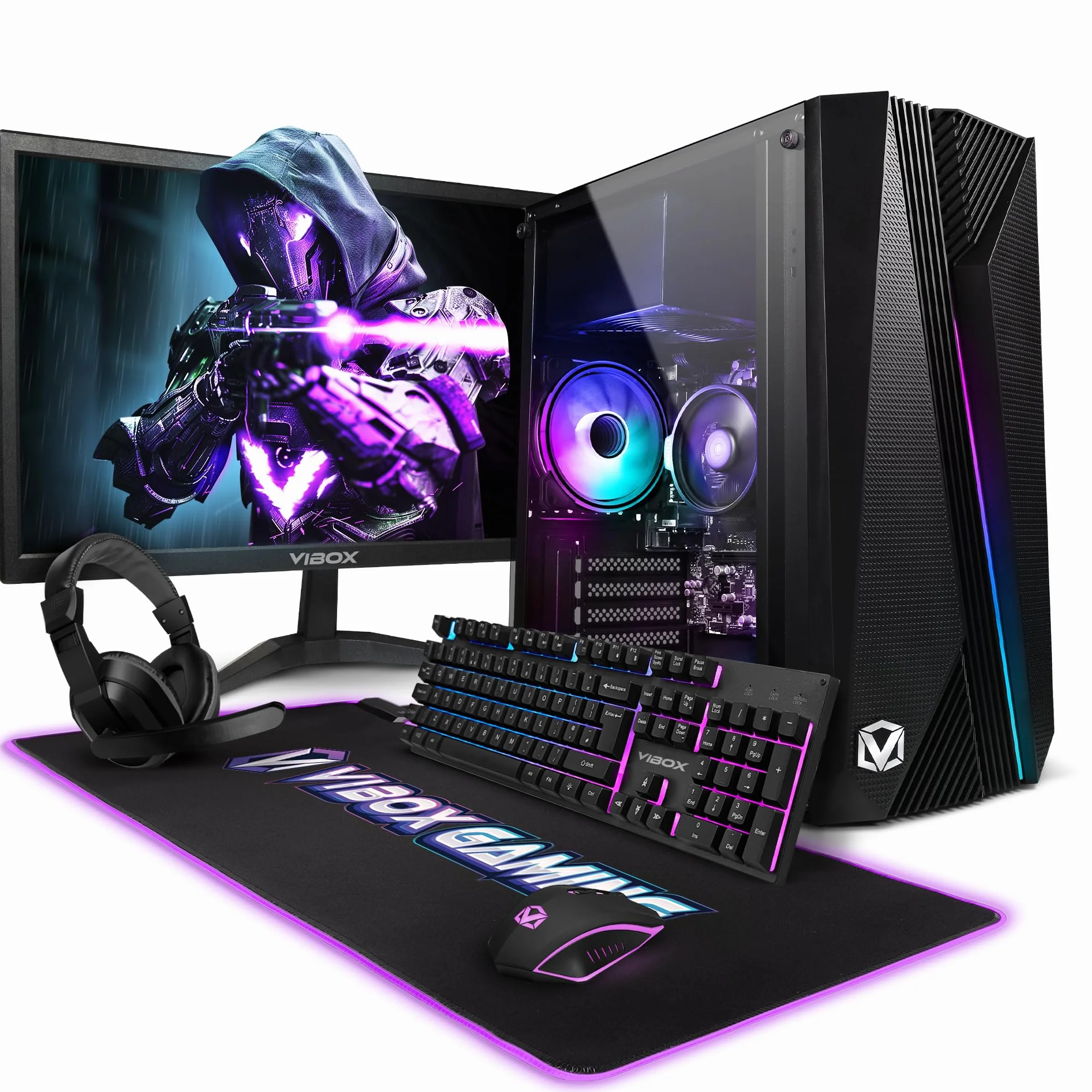 Vibox I-32 Gaming PC Set Komplett • Monitor 22 Zoll • AMD Ryzen 3 3200G 4-Kern • Radeon Vega 8 • 16GB RAM • 1TB SSD • Windows 11 • WLAN 6 + Bluetooth 5.4