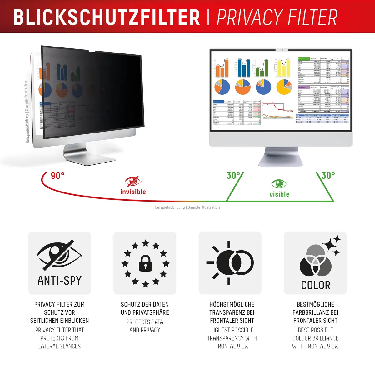 Displex PRIVACY SAFE Magnetischer 2-Wege Blickschutzfilter für Apple iMac 24" M1 (2021)/ M3 (2023)/ M4 (2024)