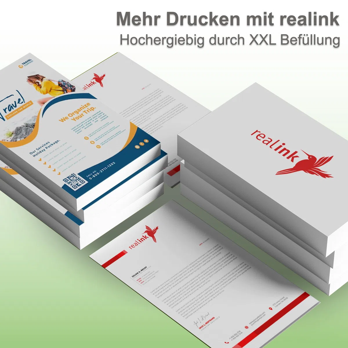 realink Set aus Multifunktionsdrucker TS8750 (Drucker, Scanner, Kopierer) inklusive 12 Druckerpatronen kompatibel für Canon TS8750