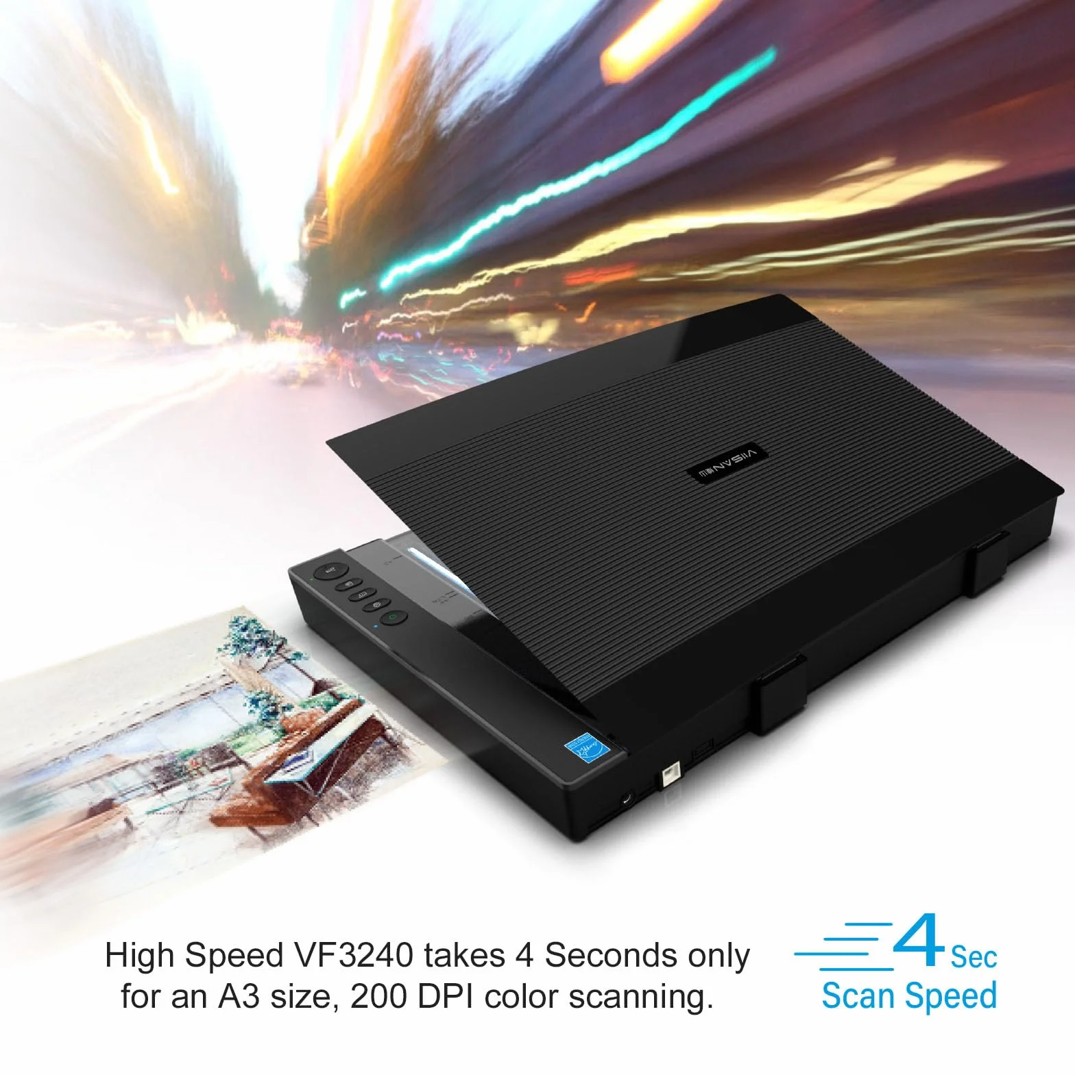 Viisan VF 3240, Flachbettscanner DIN-A3. Max. Auflösung 2400x2400 DPI. Software für Bildbearbeitung und Texterkennung. High-Speed Scannen.