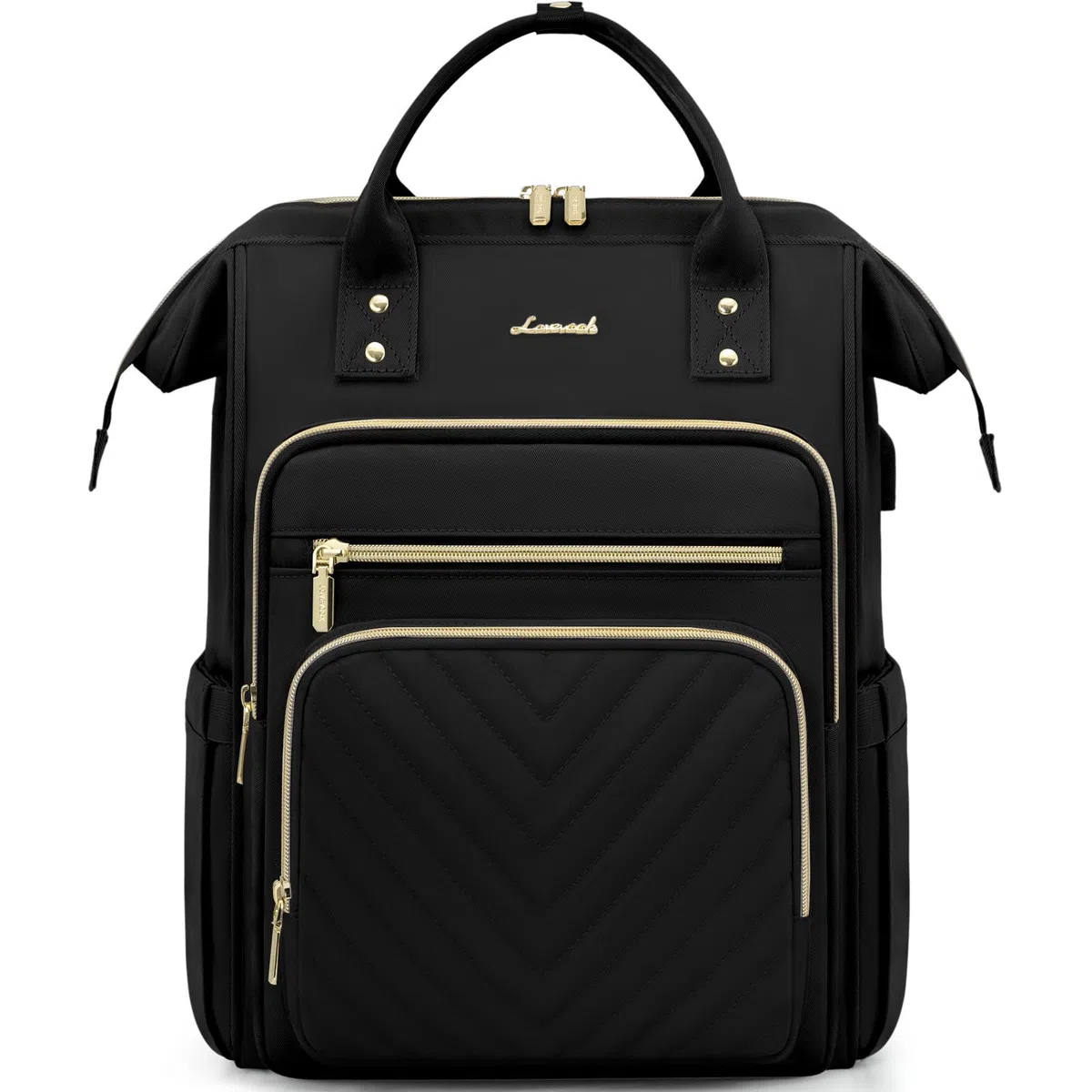 LOVEVOOK Rucksack Damen, 15,6 Zoll Laptop Schulrucksack Mädchen Wasserdicht, Elegant Arbeitstasche Lehrertasche Reiserucksack, Schultasche Tagesrucksack Backpack Women für Uni Büro Reise, Schwarz