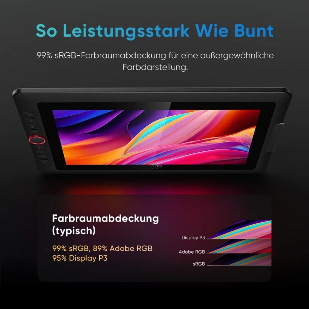 XPPen Artist 13.3 Pro V2 Grafikdisplay für PC, 13.3 Zoll Grafiktablett mit 16K Stift, 99% sRGB, kompatibel mit Windows, macOS, Android, ChromeOS, Linux