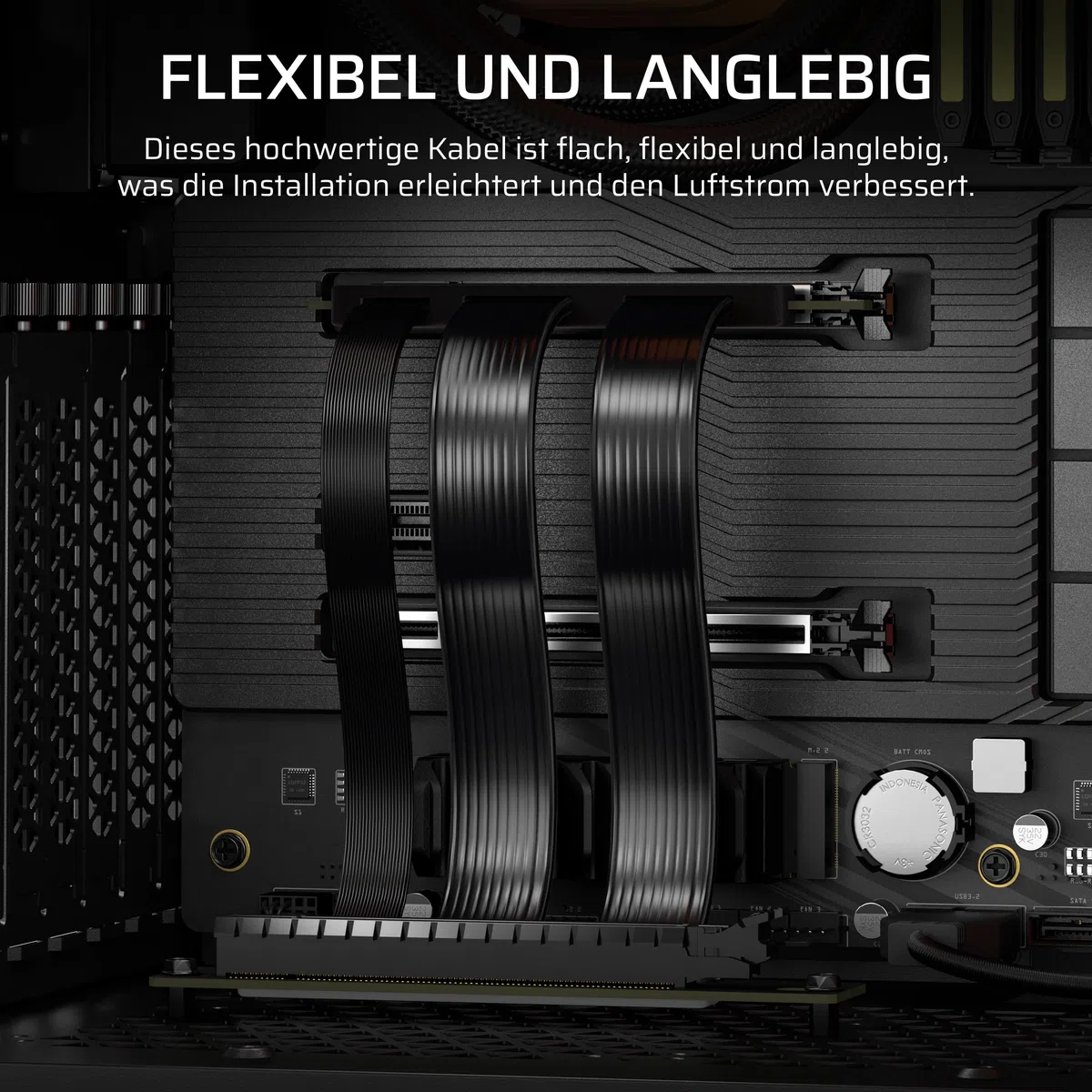 Corsair Premium PCIe 5.0 x16 175mm Riser-Kabel – Schwarz | Ultraflexibles, Langlebig