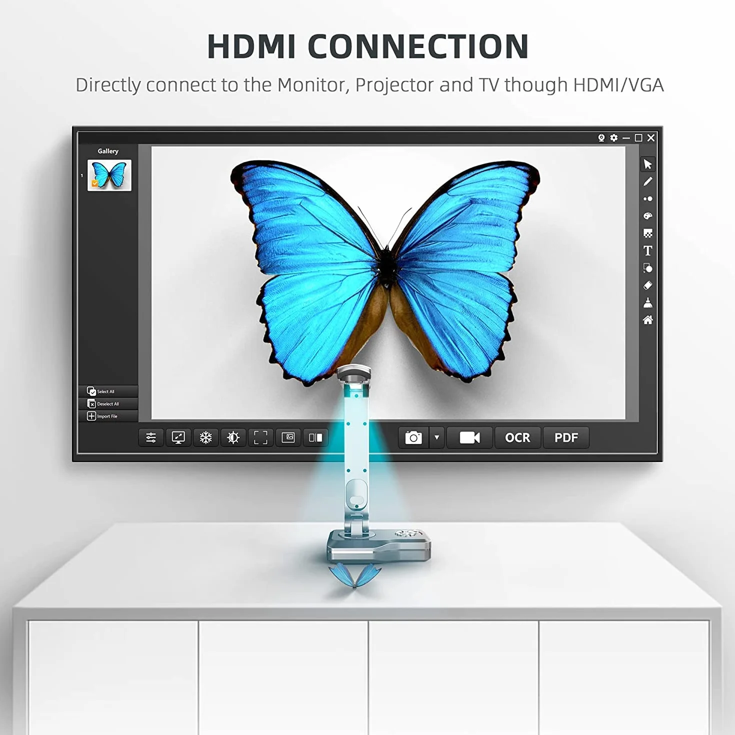JOYUSING V508 VGA/HDMI/USB 8MP Dokumentenkamera und Visualizer Schule, A3 Format, Autofokus, für Live-Projektion, Demo, OBS, kompatibel mit Mac, Windows, Mit und ohne Computer verwendbar