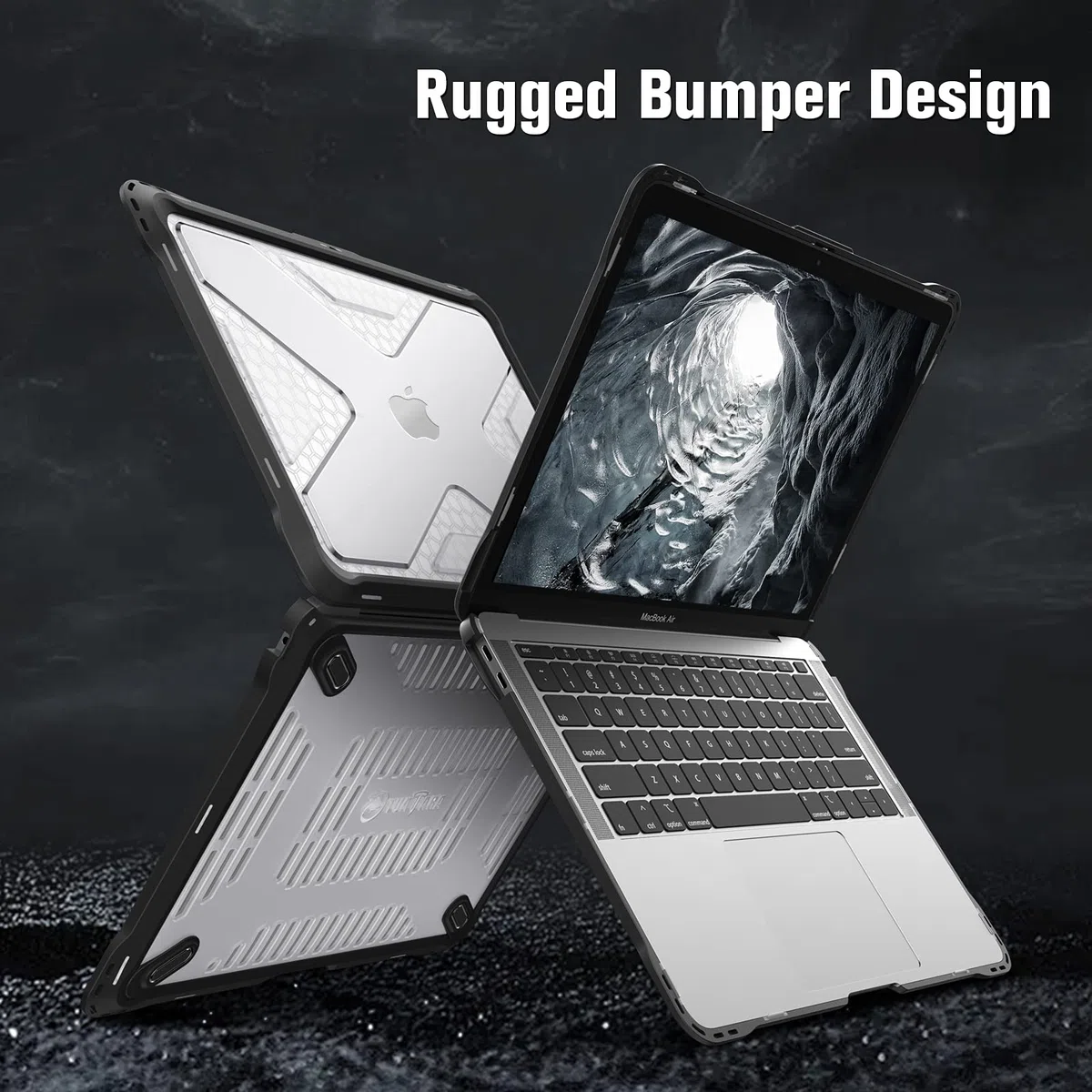 Fintie Hülle kompatibel mit MacBook Air 13 (2018-2020 Version) A2337(M1)/A2179/A1932, Ganzkörper-Rugged Hybrid Schutzhülle TPU Stoßstange Case kompatibel mit MacBook Air 13" Retina, Transparent