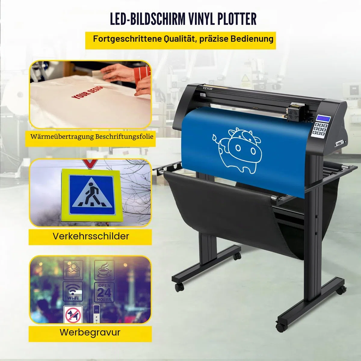 VEVOR Vinyl Schneideplotter 870 mm Folienschneider Leistung 95 W Spannung AC 85-264 V, Plottermaschine Halbautomatisch mit Ständer, Signmaster-Software, Aluminiumlegierung, ARM, DMPL/HPGL, Windows