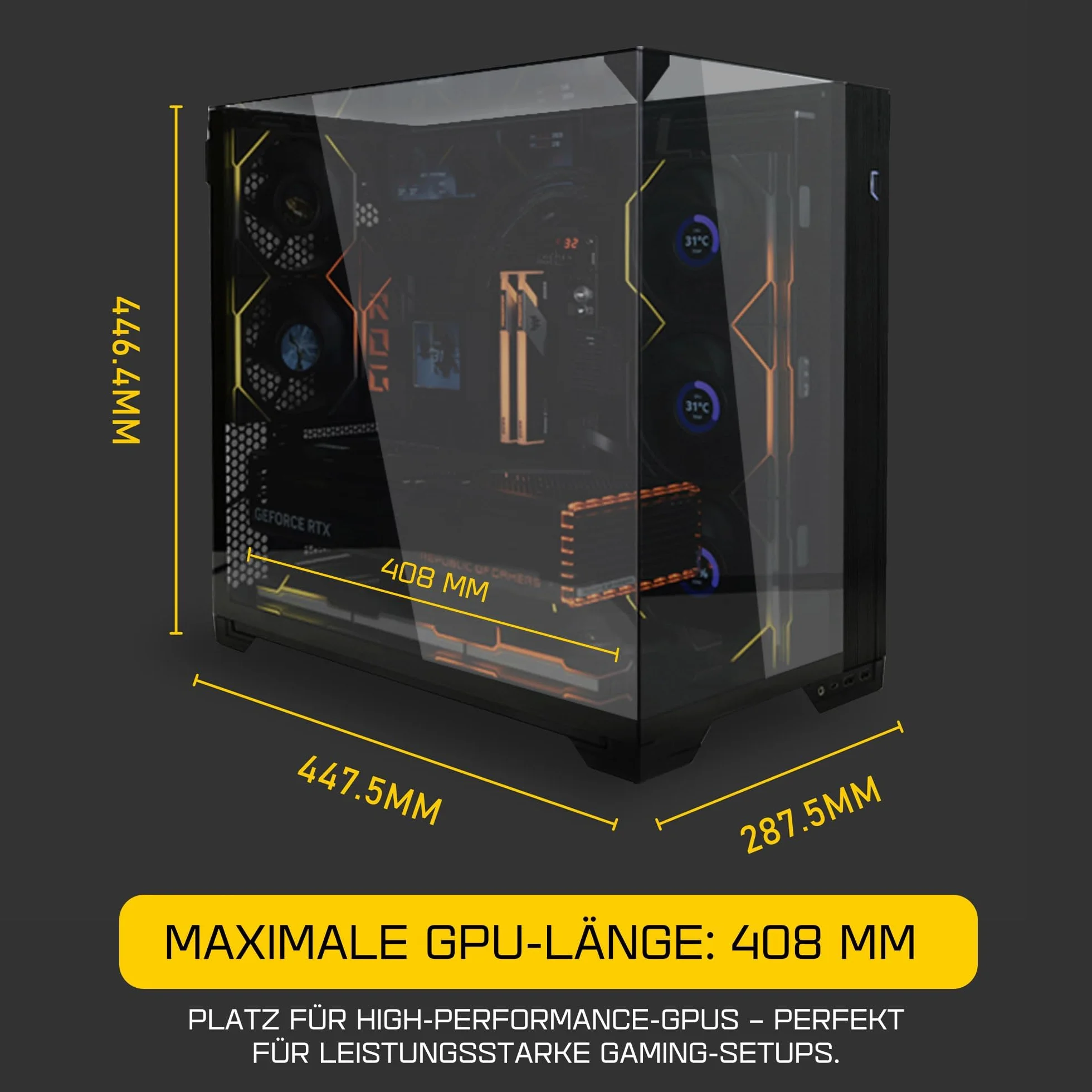 Lian Li O11 Vision Compact Gaming PC Gehäuse ATX Schwarz - Midi Tower PC Gehäuse mit Tempered Glass, Grafikkarten bis 408 mm, bis zu 360 mm Radiatoren, Black PC Case Stahl, Aluminium, Gehärtetes Glas