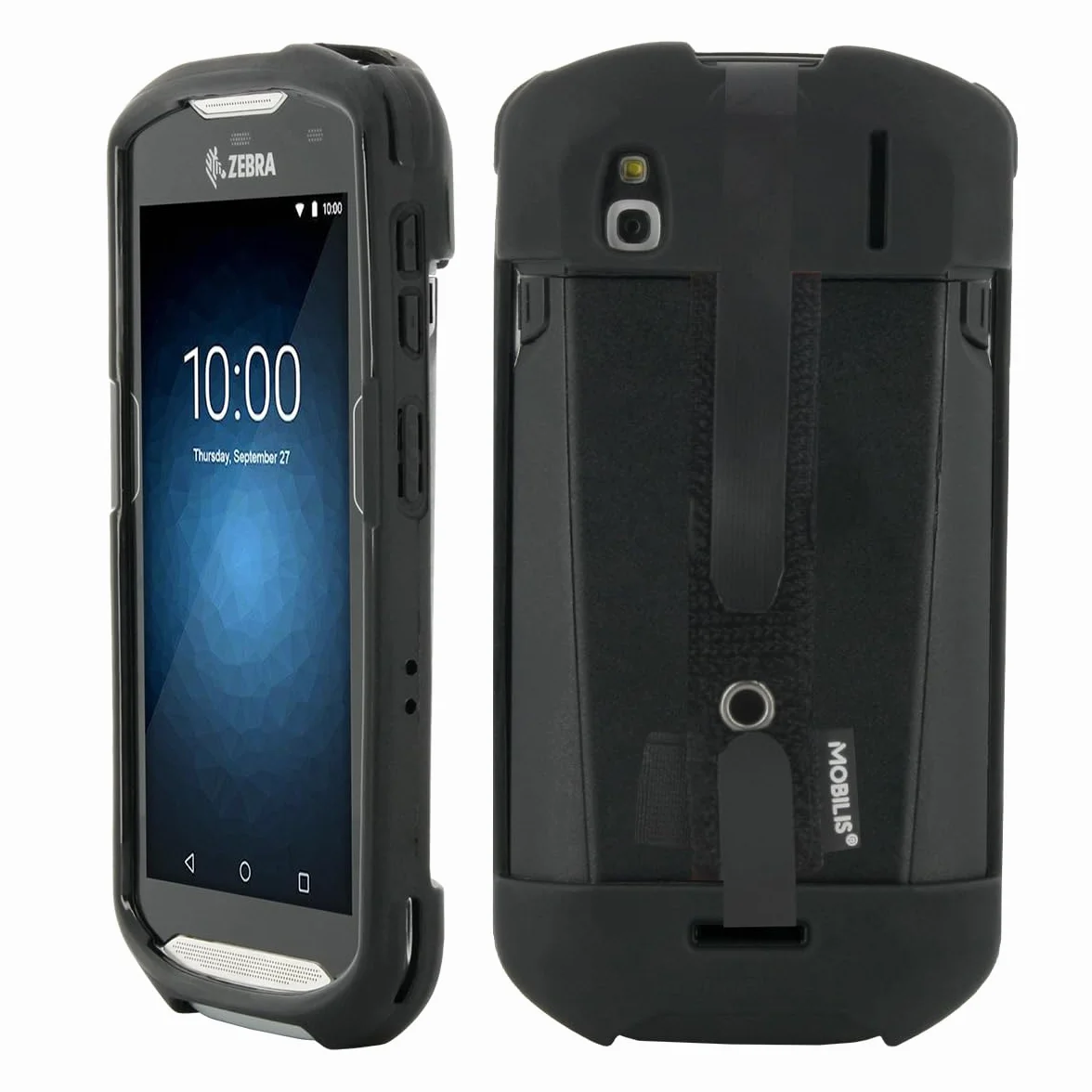 Mobilis PROTECH CASE for Zebra TC51/TC52/TC56/TC57 Verstärkte Schutzhülle, Abnehmbarer elastischer Riemen und Griffelhalter, Schwarz