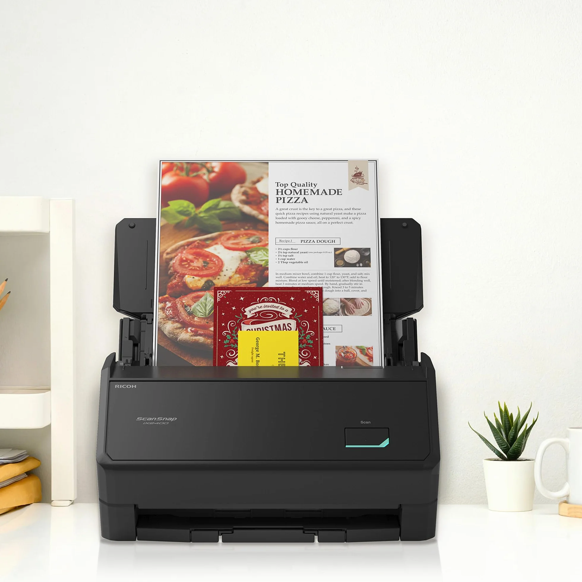 Ricoh ScanSnap iX2400 Dokumentenscanner A4 Duplex Touch-Screen USB3.2 Desktop-Scanner (45 S/min / 90 B/min) mit ADF Schwarz