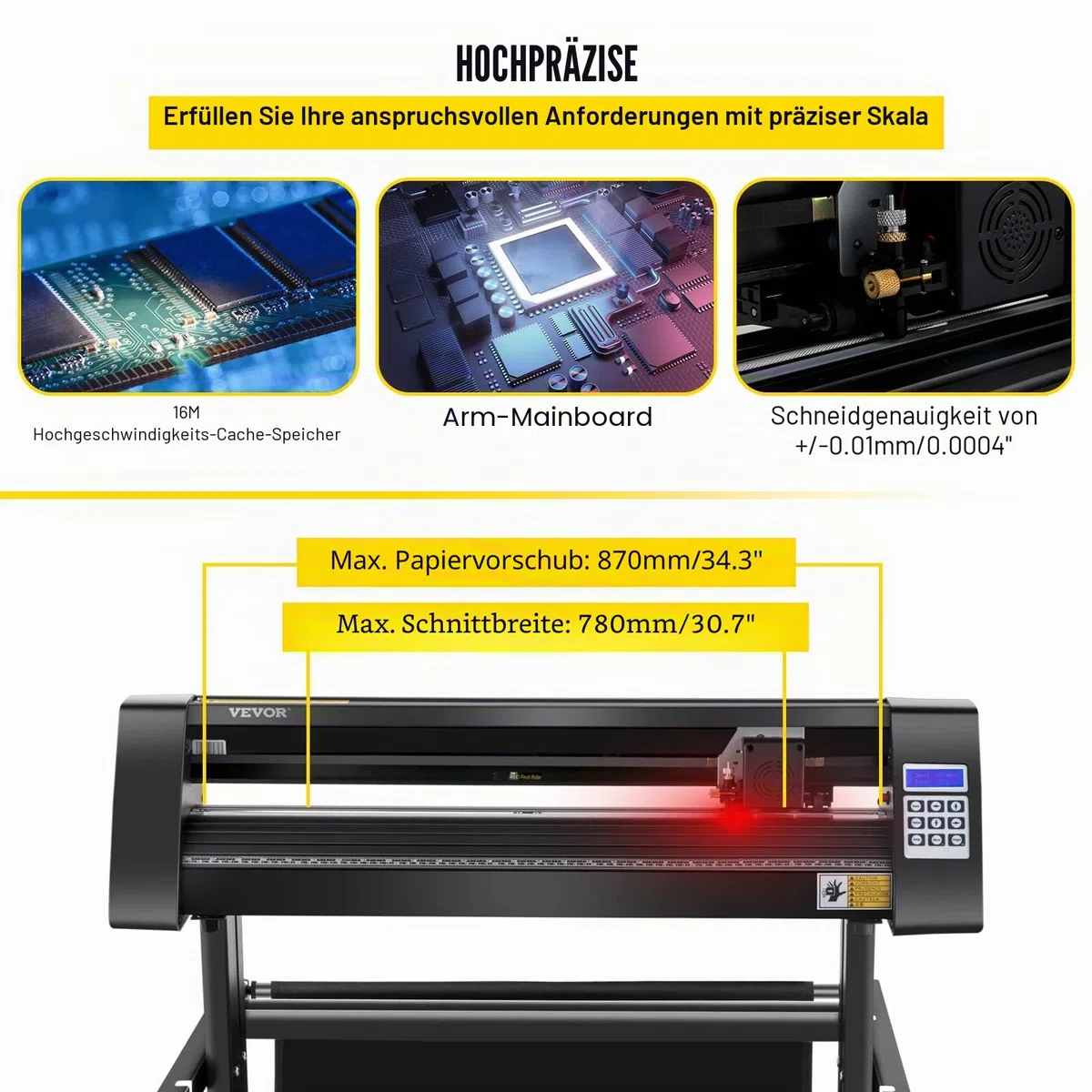 VEVOR Vinyl Schneideplotter 870 mm Folienschneider Leistung 95 W Spannung AC 85-264 V, Plottermaschine Halbautomatisch mit Ständer, Signmaster-Software, Aluminiumlegierung, ARM, DMPL/HPGL, Windows