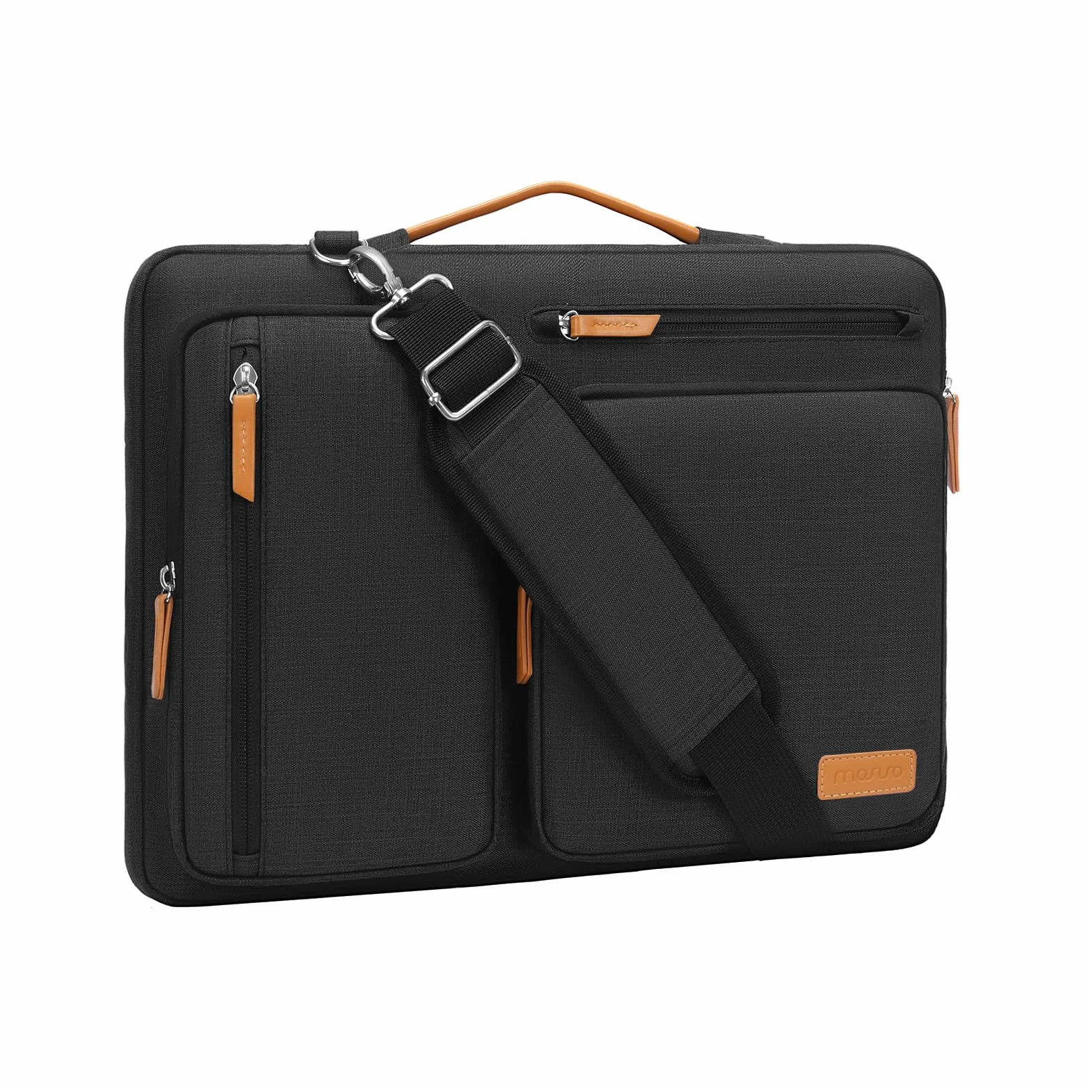 MOSISO 360 Laptoptasche, Wasserdicht Laptop Schultertasche, Stoßfest Umhängetasche mit 4 Reißverschlusstaschen
