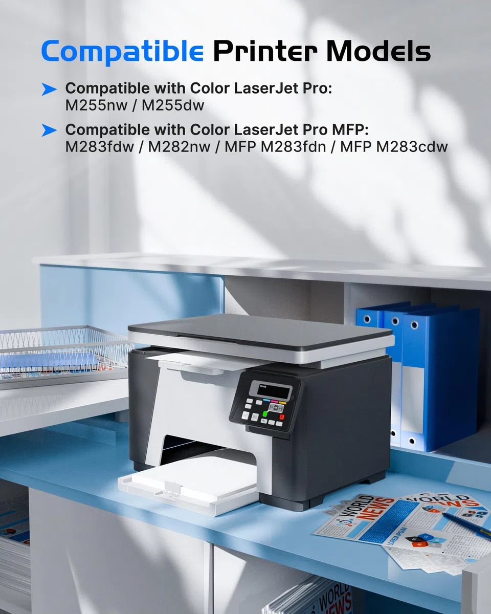 GPC IMAGE 207X mit Chip MFP M283fdw Toner Kompatibel für HP 207X 207A Multipack für HP Color LaserJet Pro MFP M283fdw Toner Schwarz M282nw M255dw M283fdn W2210A W2210X W2211X W2212X W2213X (4er-Pack)